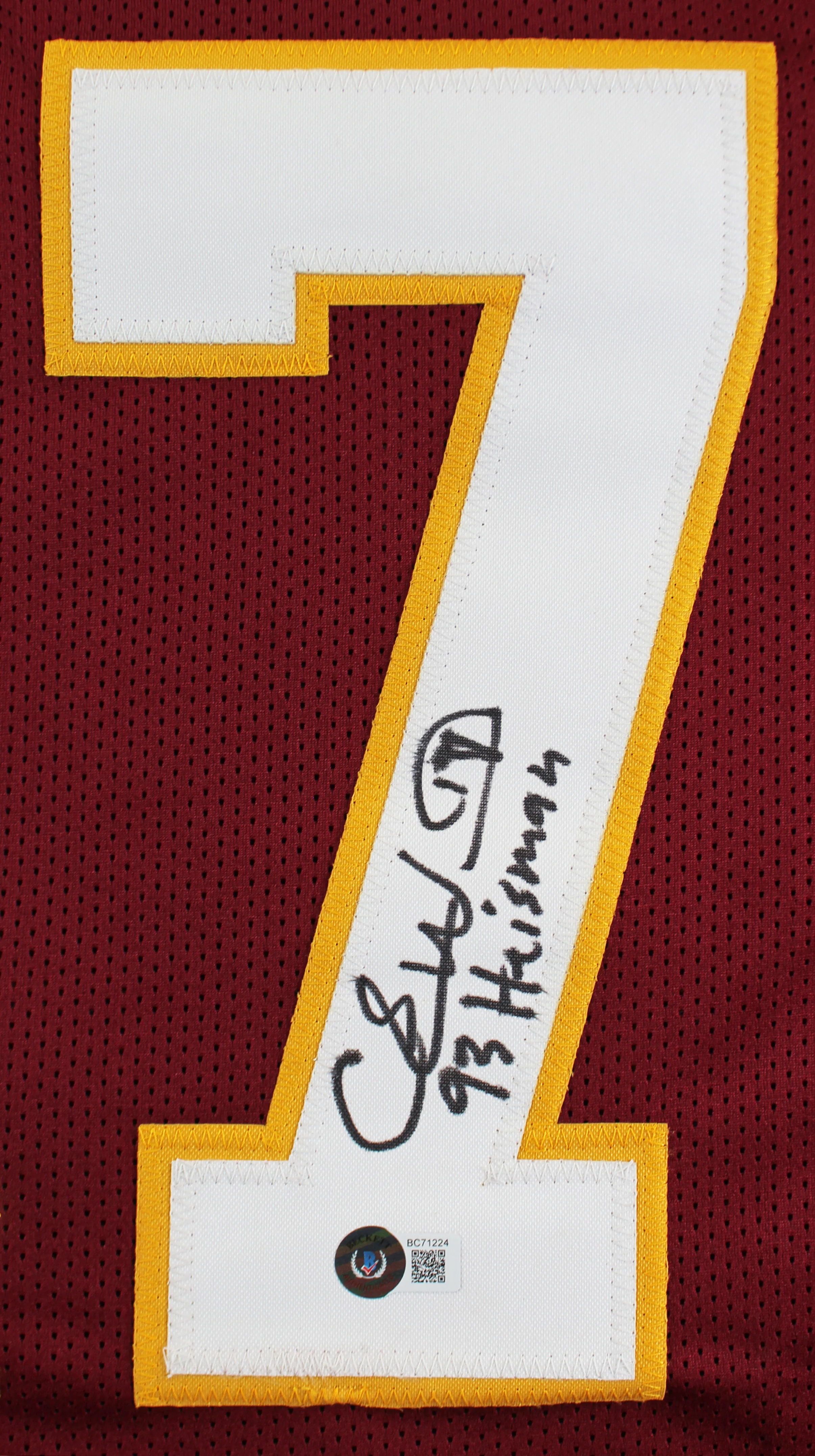 Florida State Charlie Ward "93 Heisman" Signed Maroon Pro Style Jersey BAS - Image 3