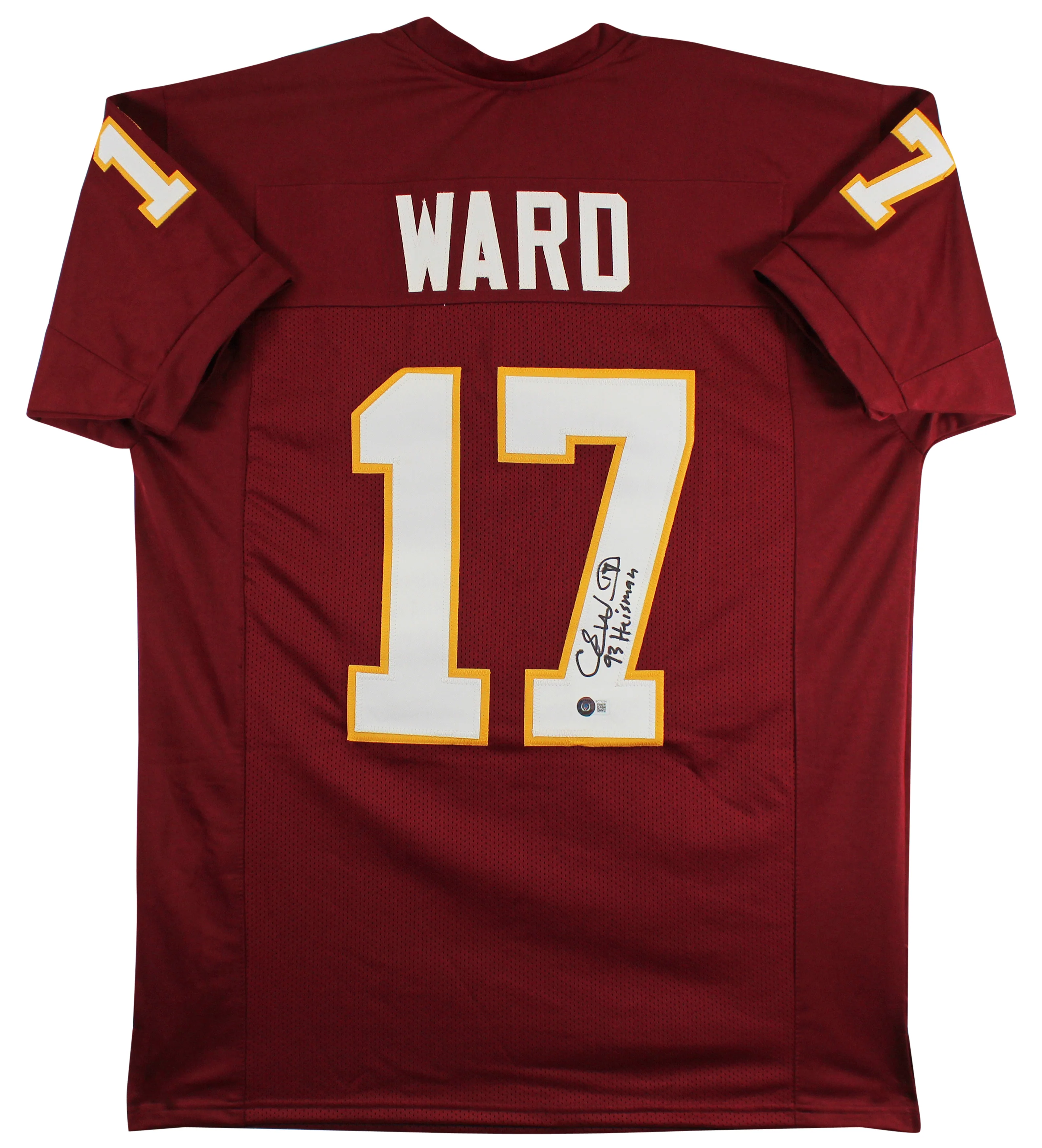 Florida State Charlie Ward "93 Heisman" Signed Maroon Pro Style Jersey BAS - Image 4