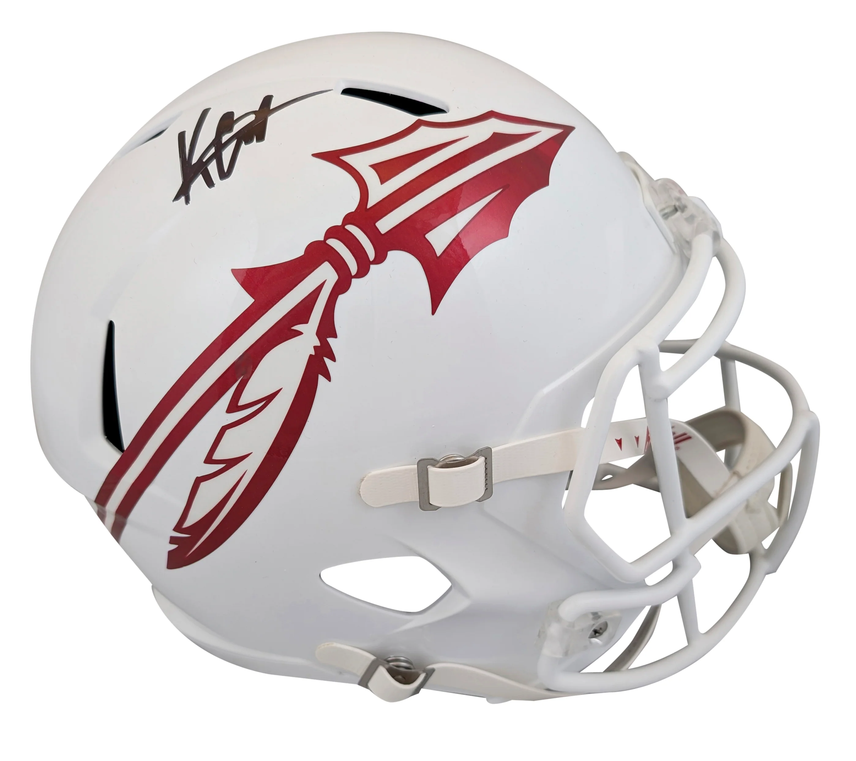 Florida State Keon Coleman Signed White Full Size Speed Rep Helmet BAS Witnessed - Image 2