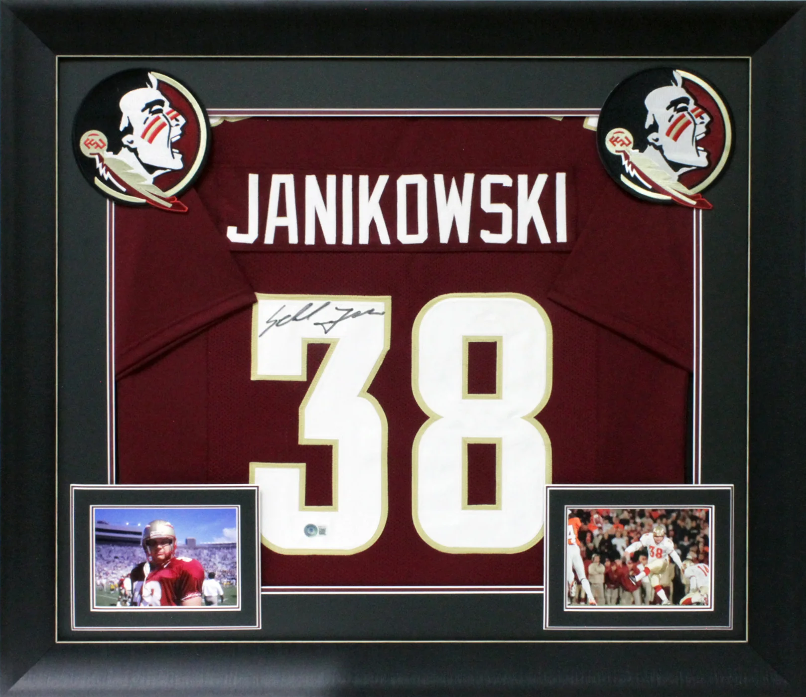 Florida State Sebastian Janikowski Signed Maroon Pro Style Framed Jersey BAS Wit - Image 2