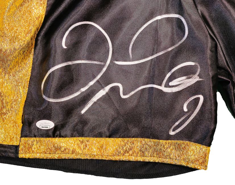 Floyd Mayweather Jr Signed Black Hublot Boxing Trunks JSA - Image 2
