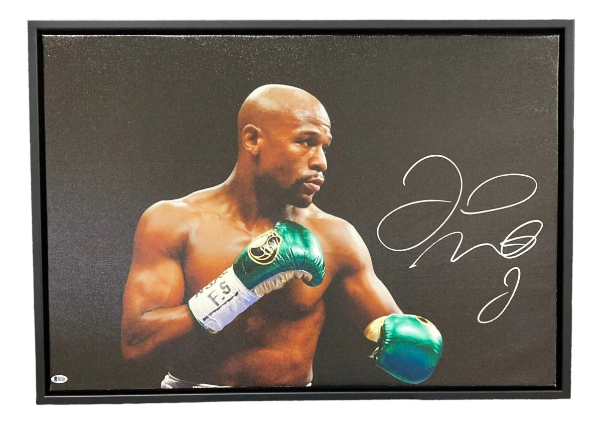 Floyd Mayweather Jr Signed Framed 22x32 Boxing Spotlight Canvas - Image 5