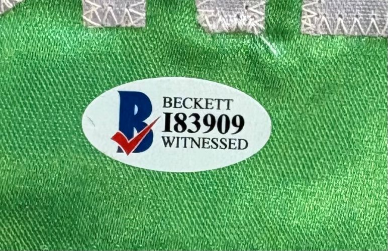 Floyd Mayweather Jr Signed Green Boxing Trunks TMT Inscribed BAS - Image 2