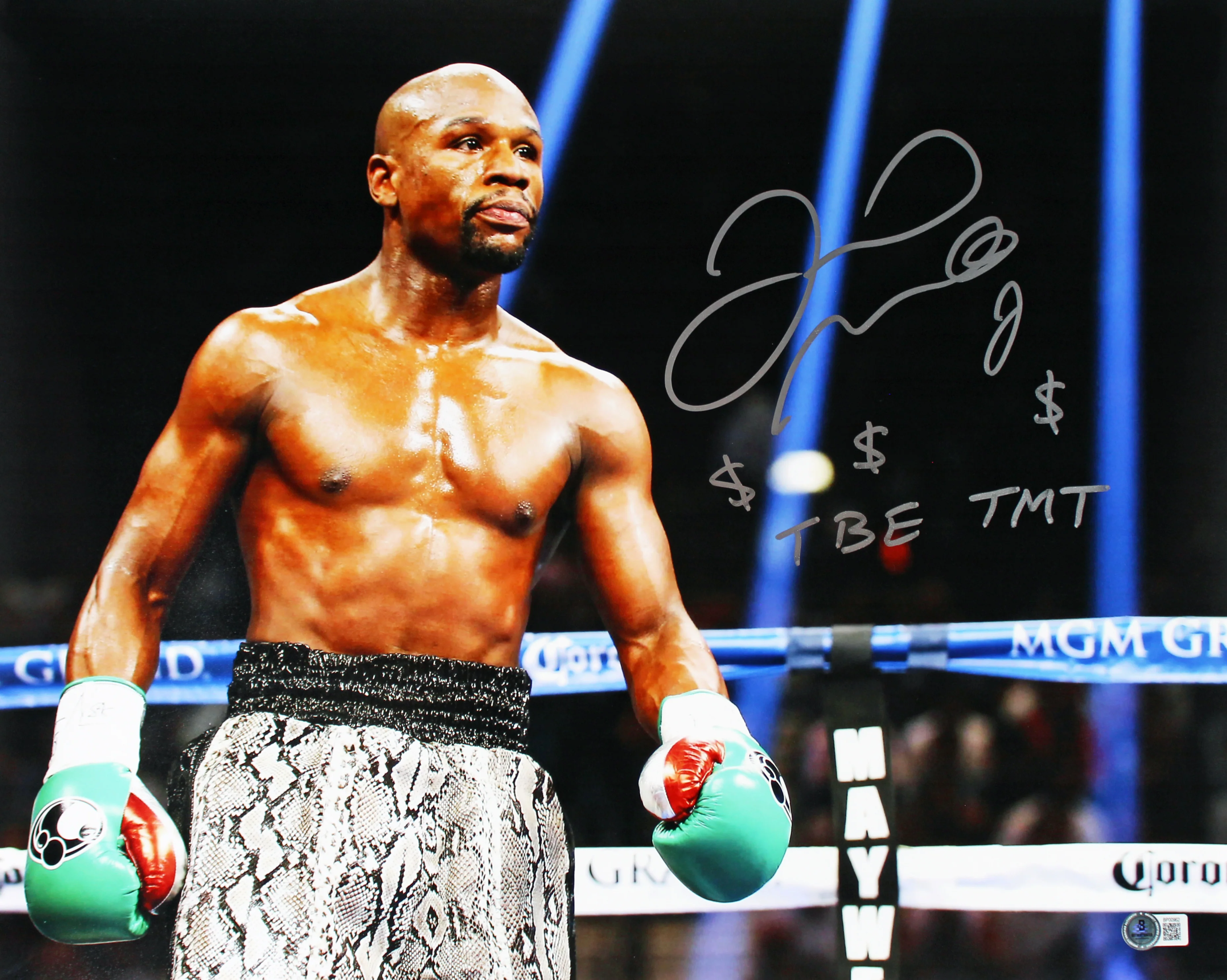 Floyd Mayweather "TBE, TMT, $$$" Signed 16x20 Horizontal Photo BAS #BP00962 - Image 2