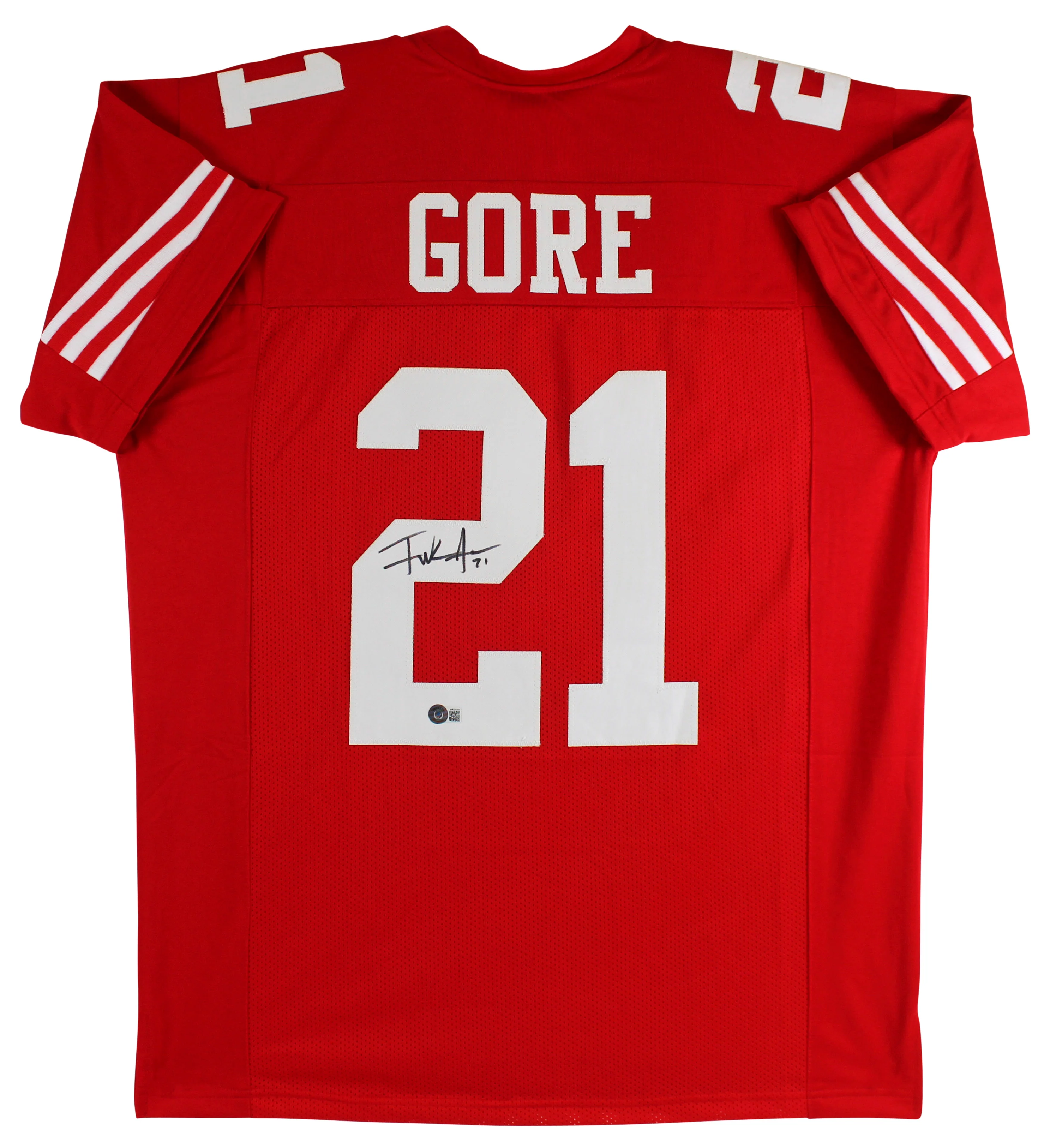 Frank Gore Authentic Signed Red Pro Style Jersey Autographed BAS Witnessed - Image 2