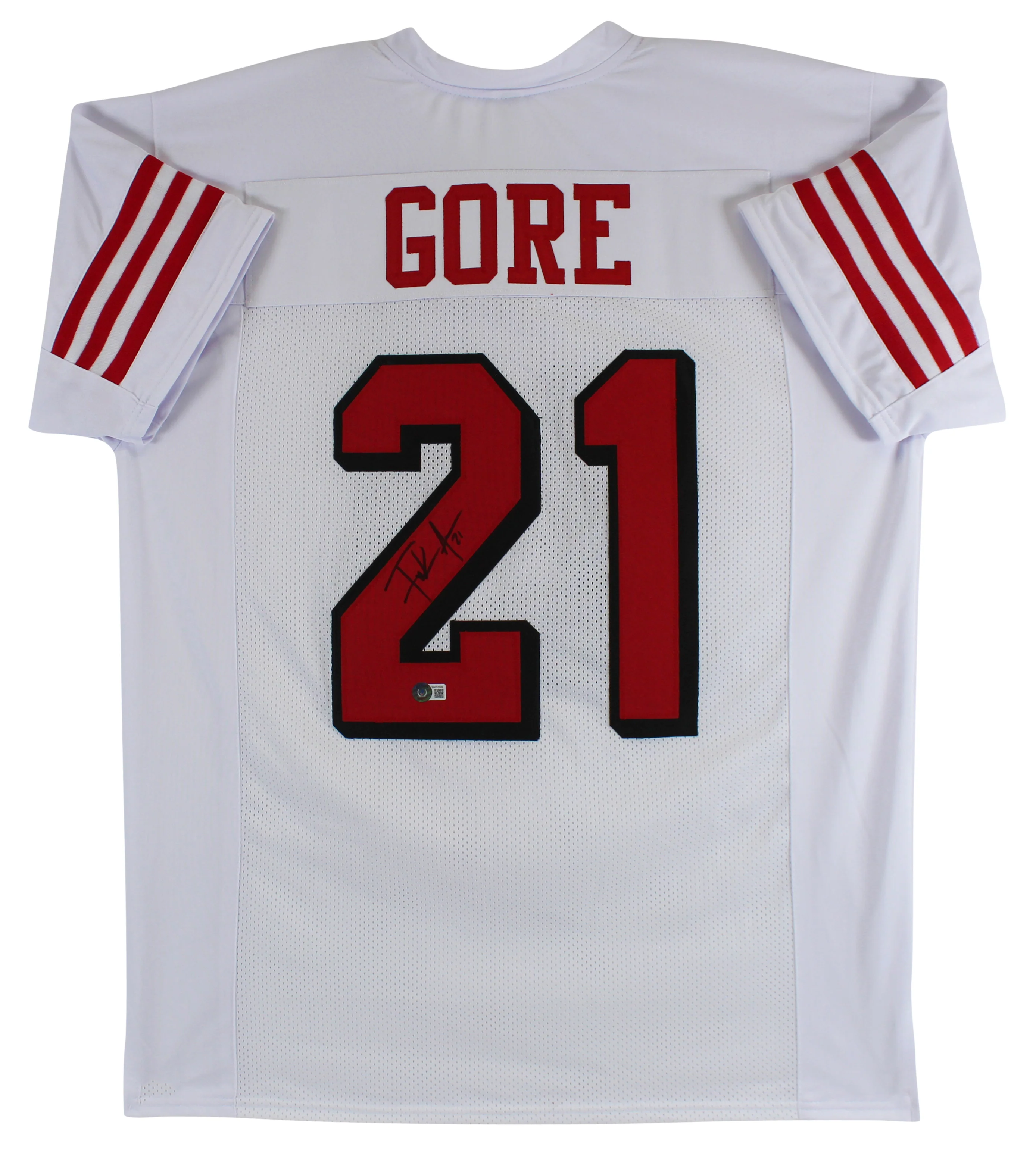 Frank Gore Authentic Signed White Pro Style Jersey w/ Dropshadow BAS Witnessed - Image 2