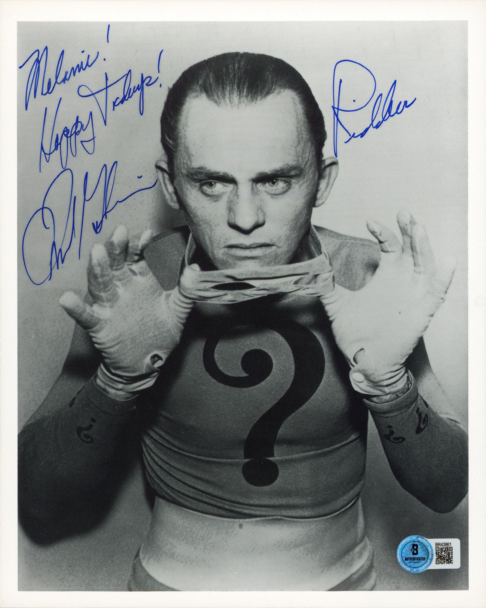 Frank Gorshin Batman "Melanie! Happy Holidays! Riddler" Signed 8x10 Photo BAS - Image 2