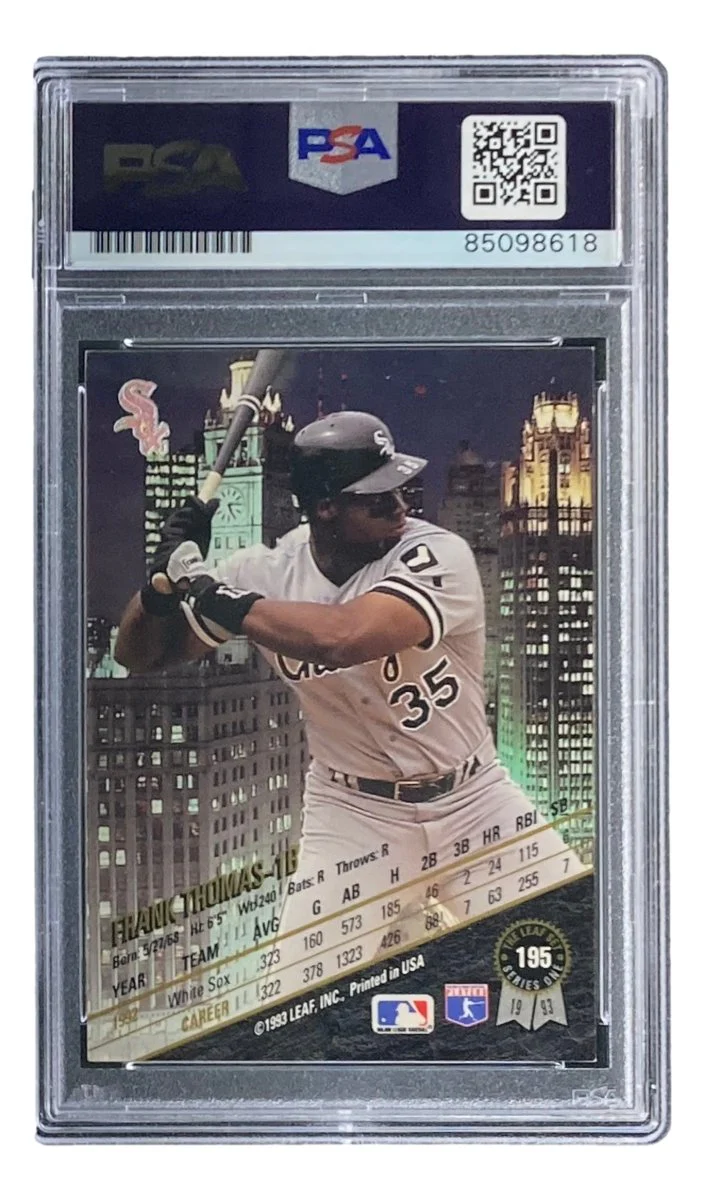 Frank Thomas Signed 1993 Leaf #195 Chicago White Sox Trading Card PSA/DNA - Image 2