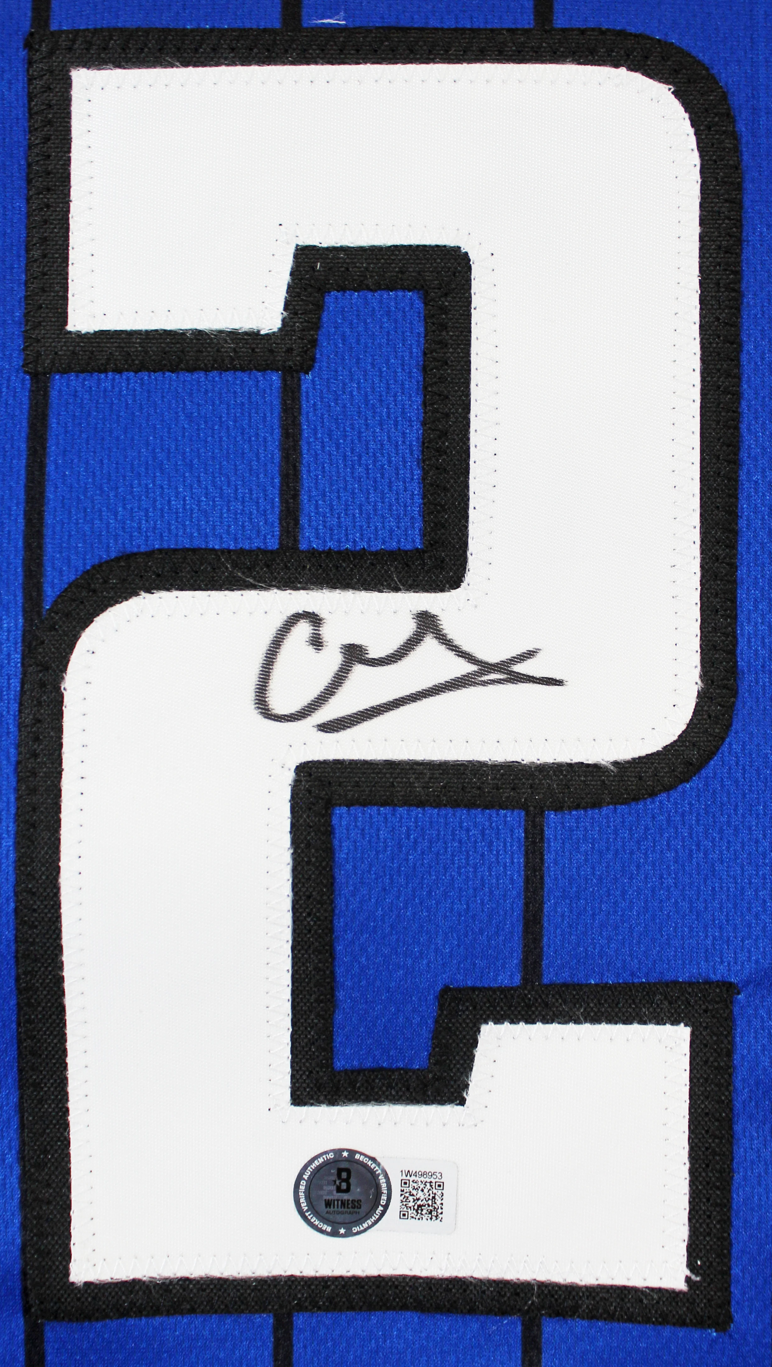 Franz Wagner Authentic Signed Blue Pro Style Jersey W/ Black Stripes BAS Witness - Image 3