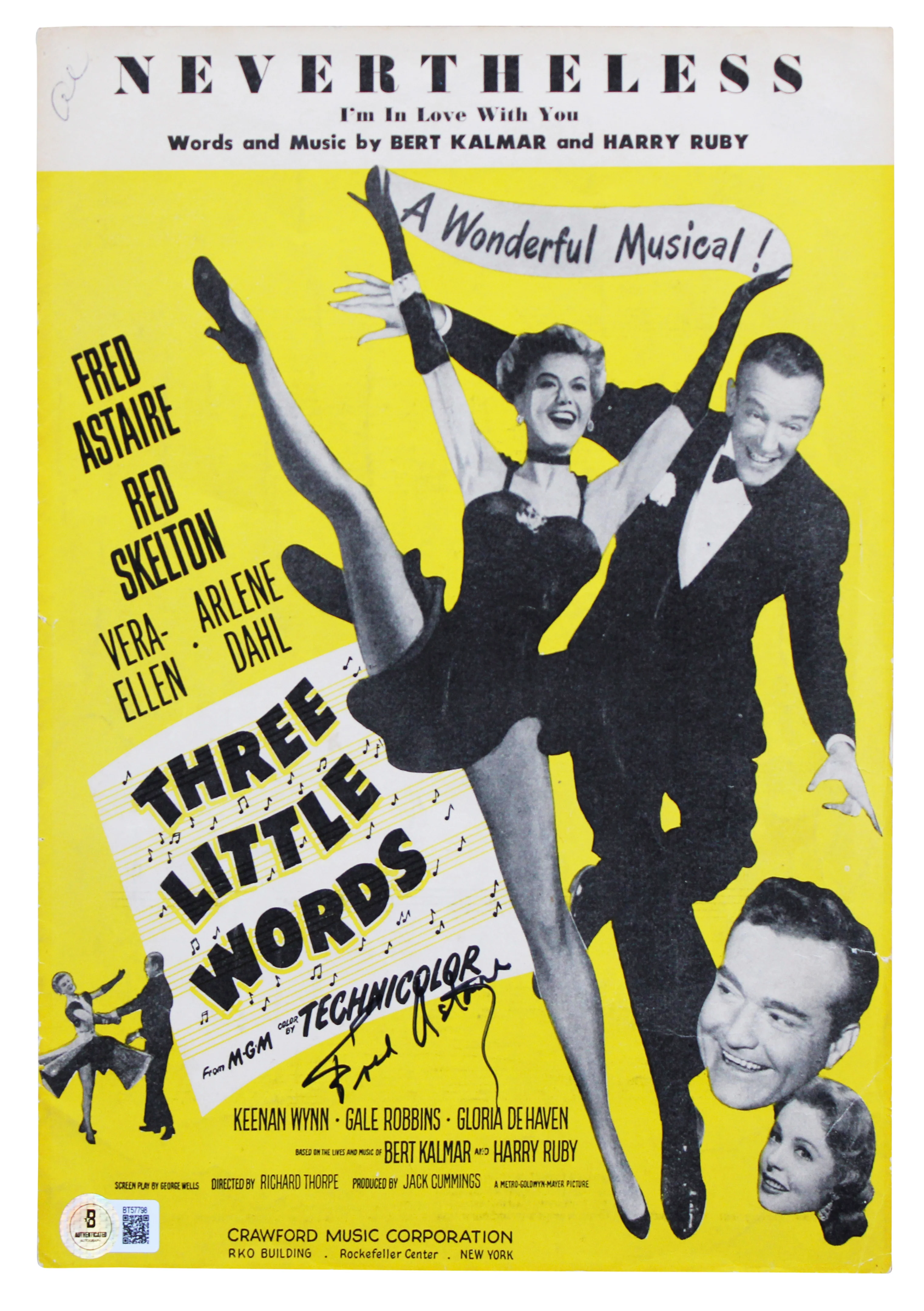 Fred Astaire Authentic Signed 9x12 Three Little Words Music Program BAS #BT57798 - Image 2