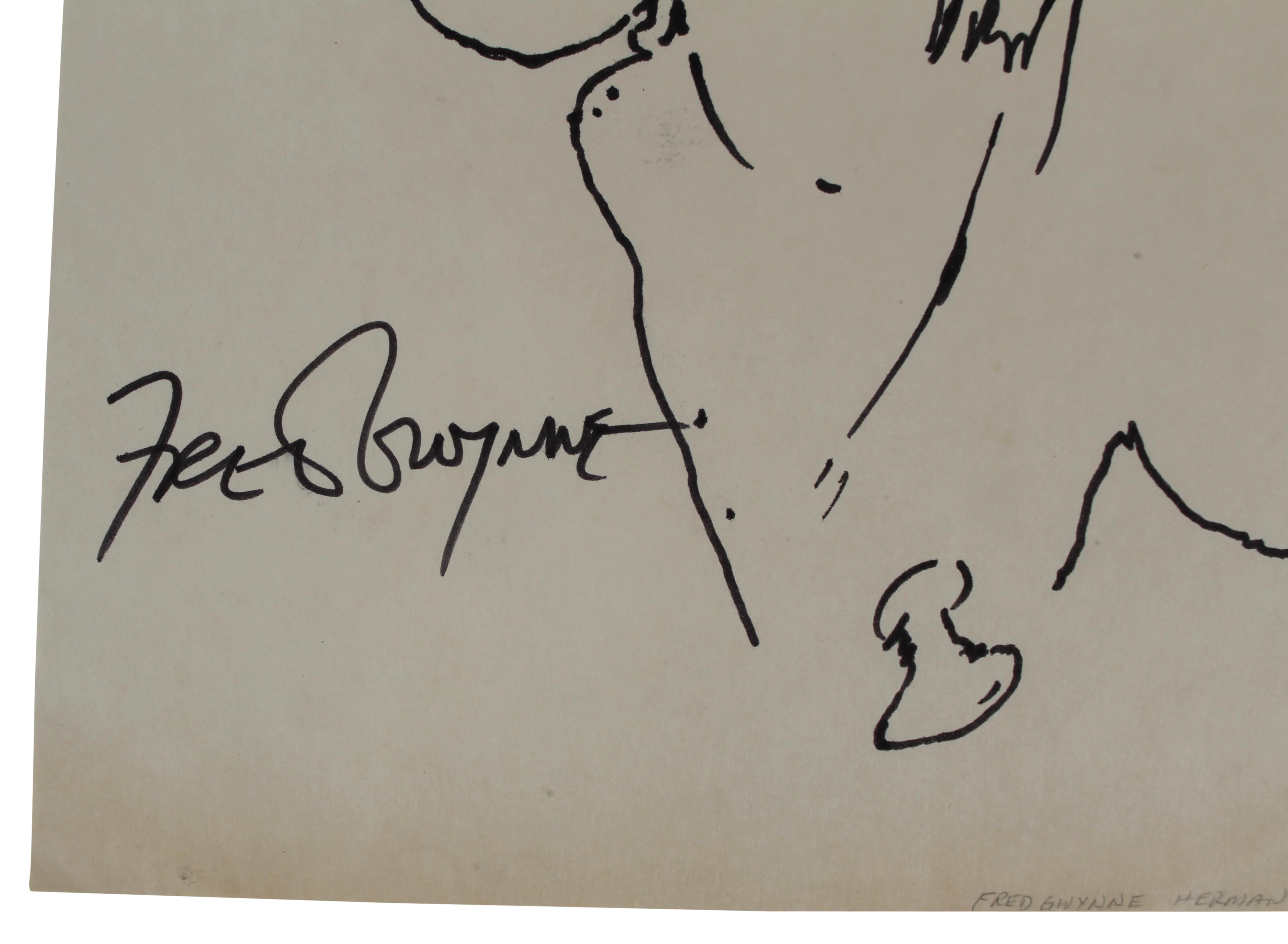 Fred Gwynne Authentic Signed 8.25x11 Herman Munster Sketch BAS #C54783 - Image 4