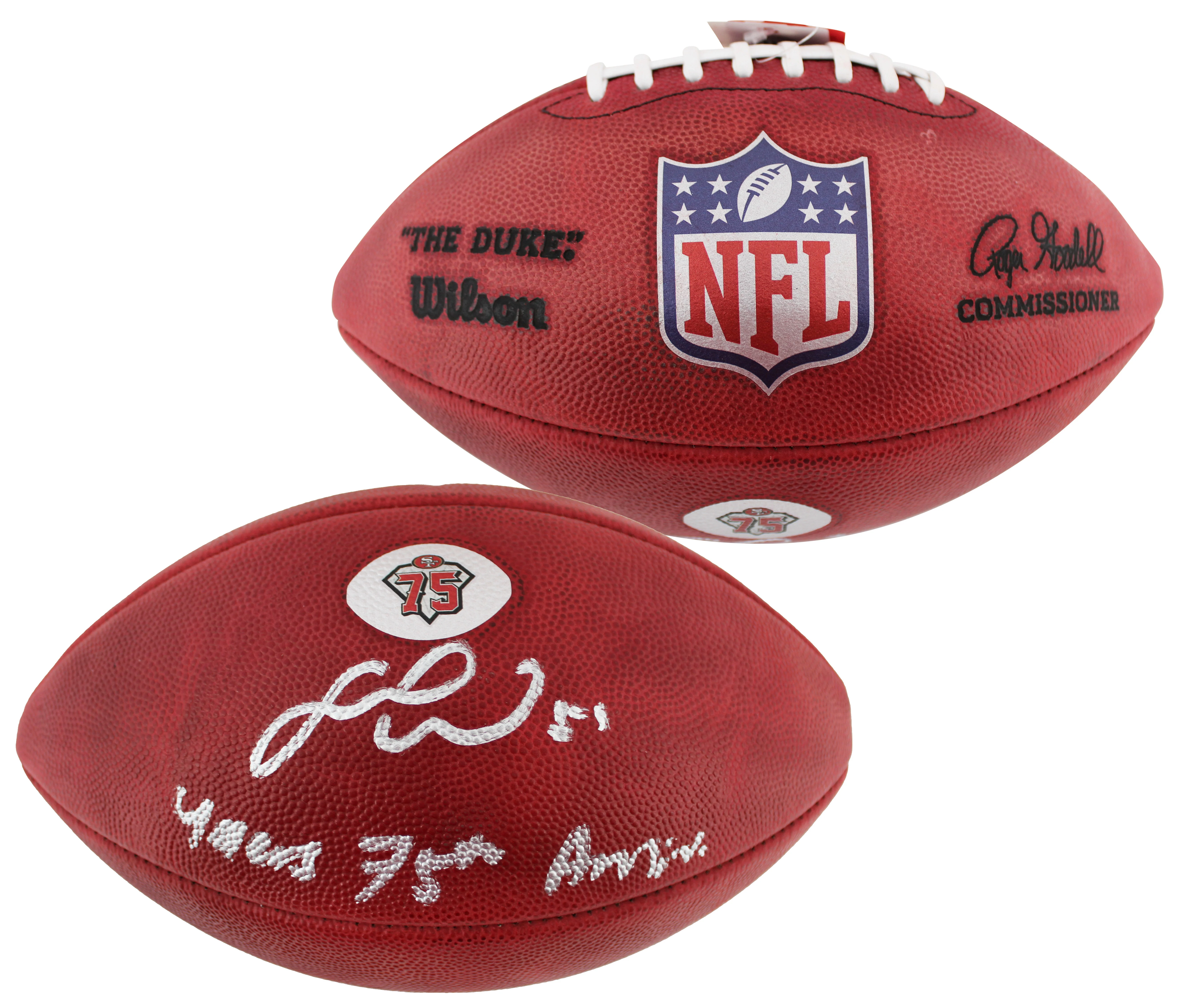 Fred Warner "49ers 75th Anniversary" Signed "The Duke" Nfl Football BAS Wit - Image 2