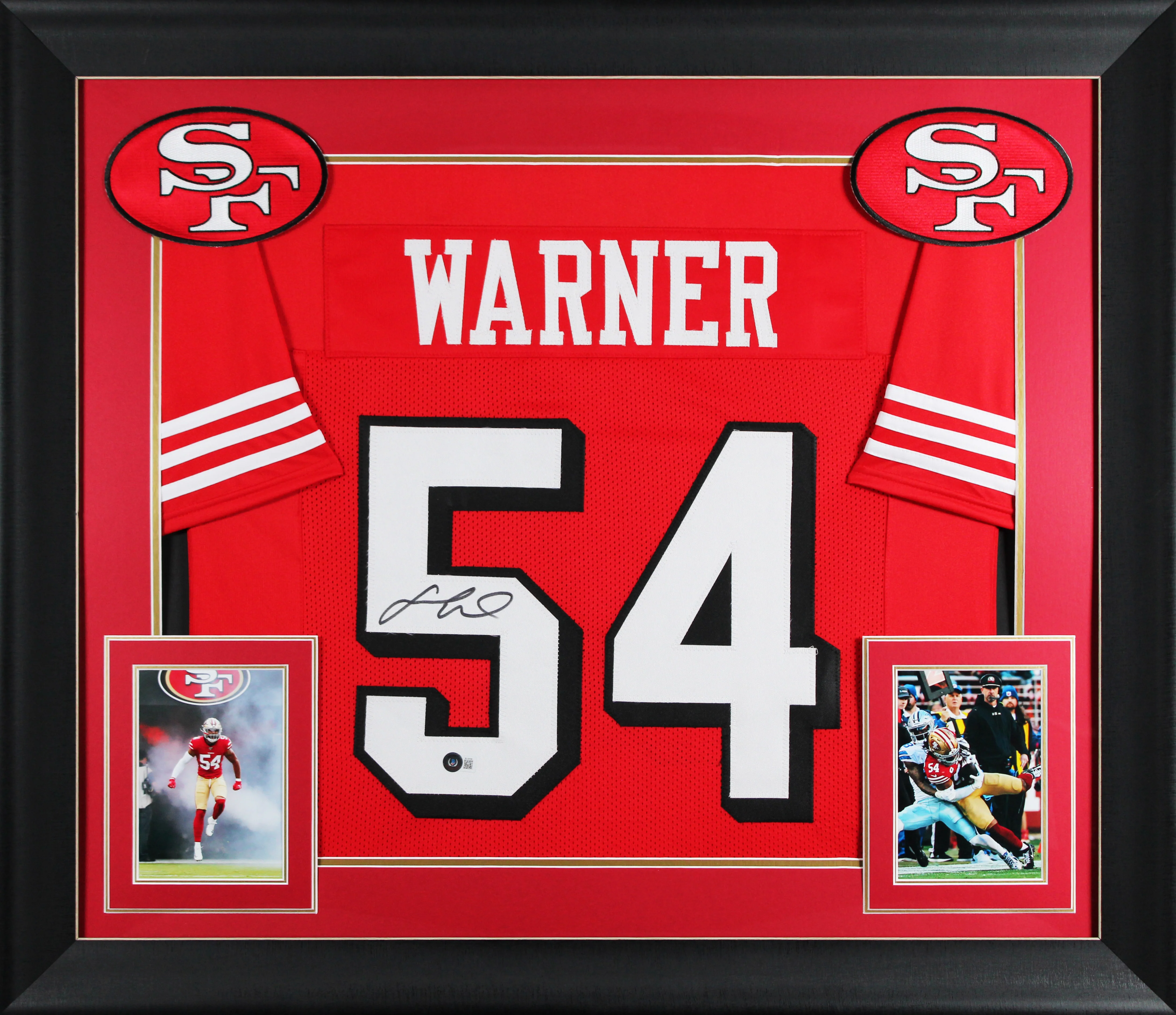 Fred Warner Authentic Signed Red Pro Style Framed Jersey w/ Dropshadow BAS