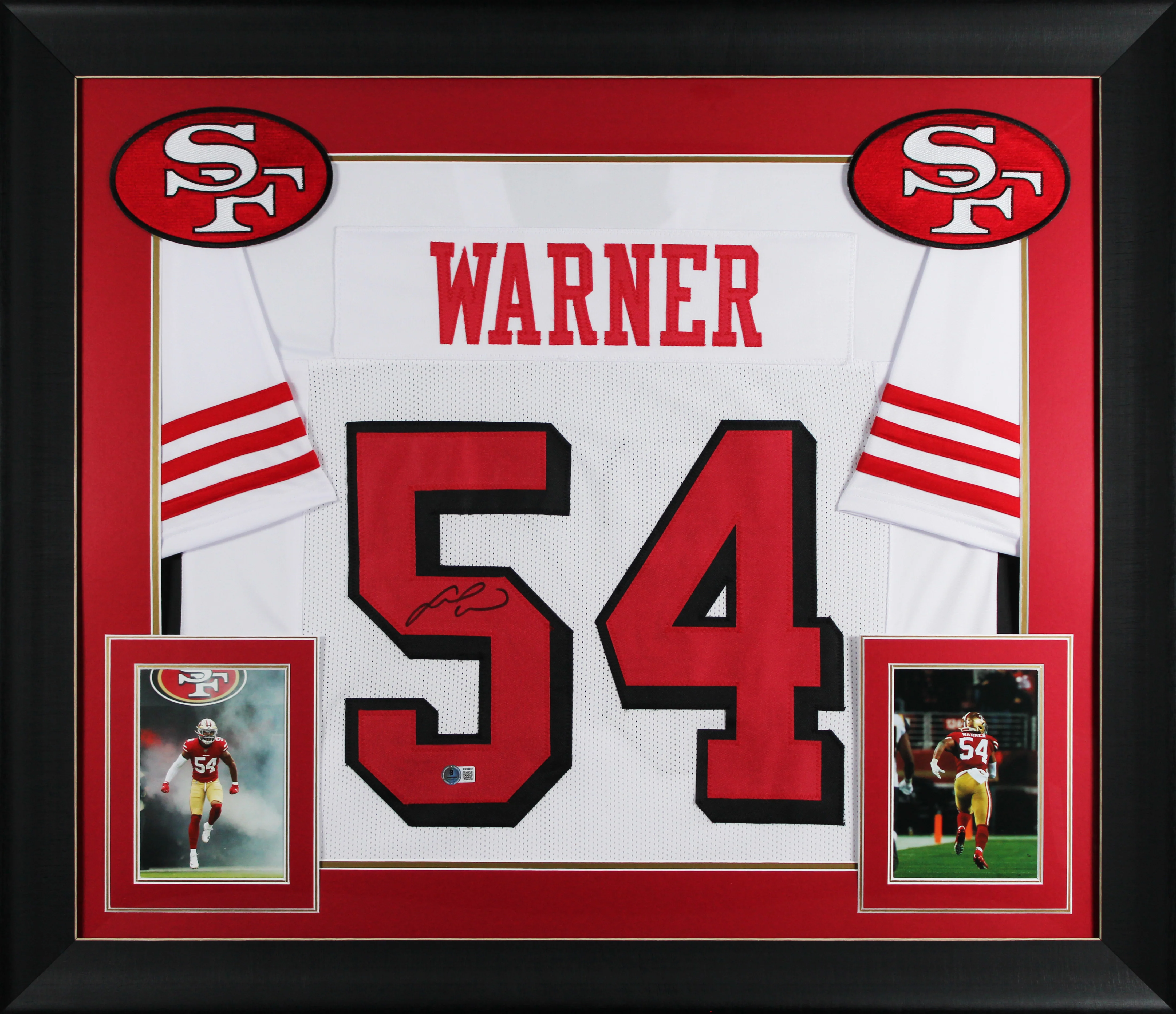 Fred Warner Authentic Signed White Pro Style Framed Jersey w/ Dropshadow BAS