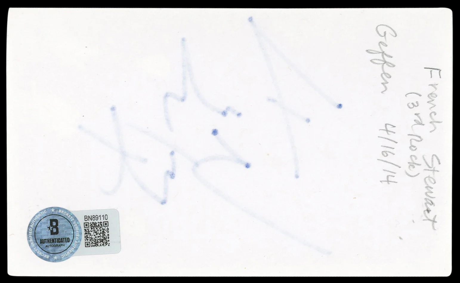 French Stewart 3rd Rock From The Sun Signed 3x5 Index Card BAS #BN89110 - Image 3