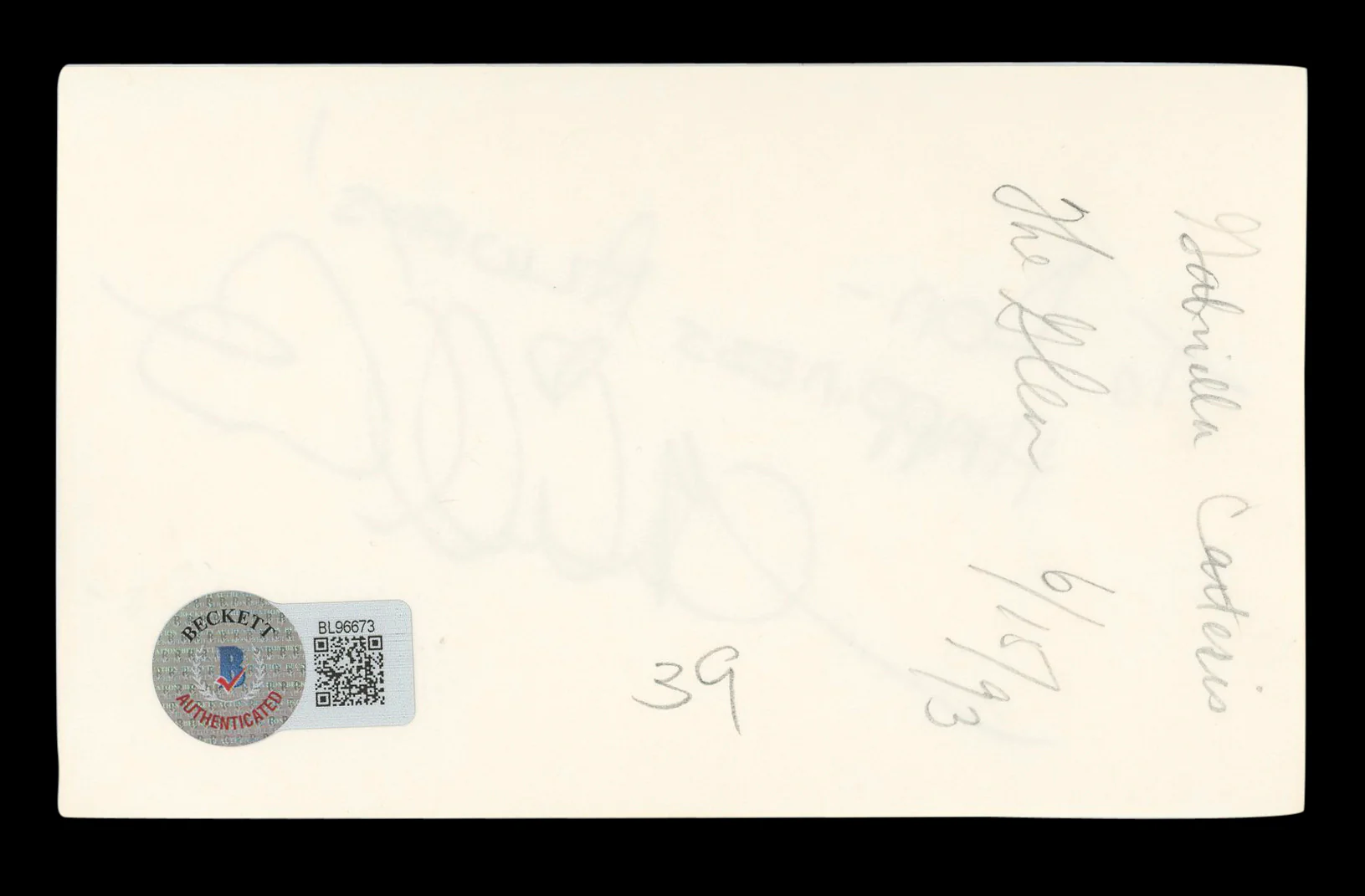 Gabrielle Carteris Beverly Hills 90210 To Don Signed 3x5 Index Card BAS #BL96673 - Image 3