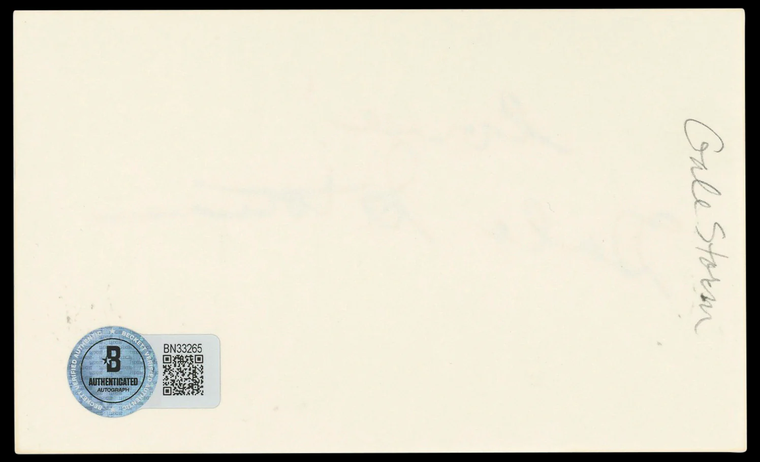 Gale Storm My Little Margie "Love!" Authentic Signed 3x5 Index Card BAS #BN33265 - Image 3