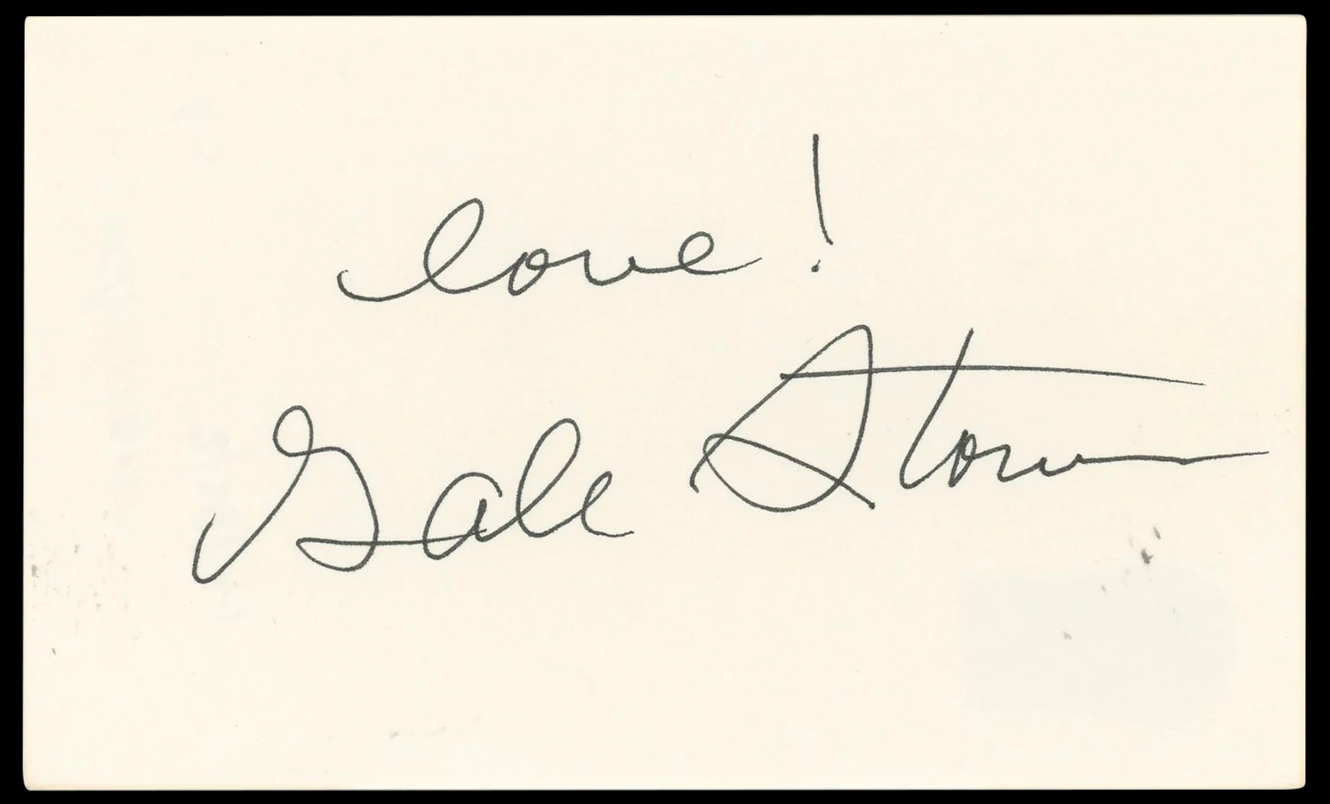 Gale Storm My Little Margie "Love!" Authentic Signed 3x5 Index Card BAS #BN33267 - Image 2