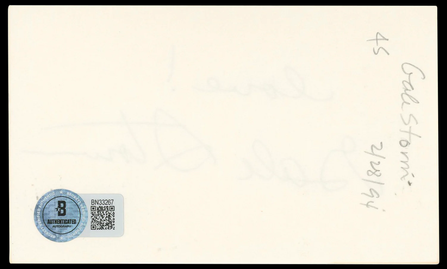 Gale Storm My Little Margie "Love!" Authentic Signed 3x5 Index Card BAS #BN33267 - Image 3