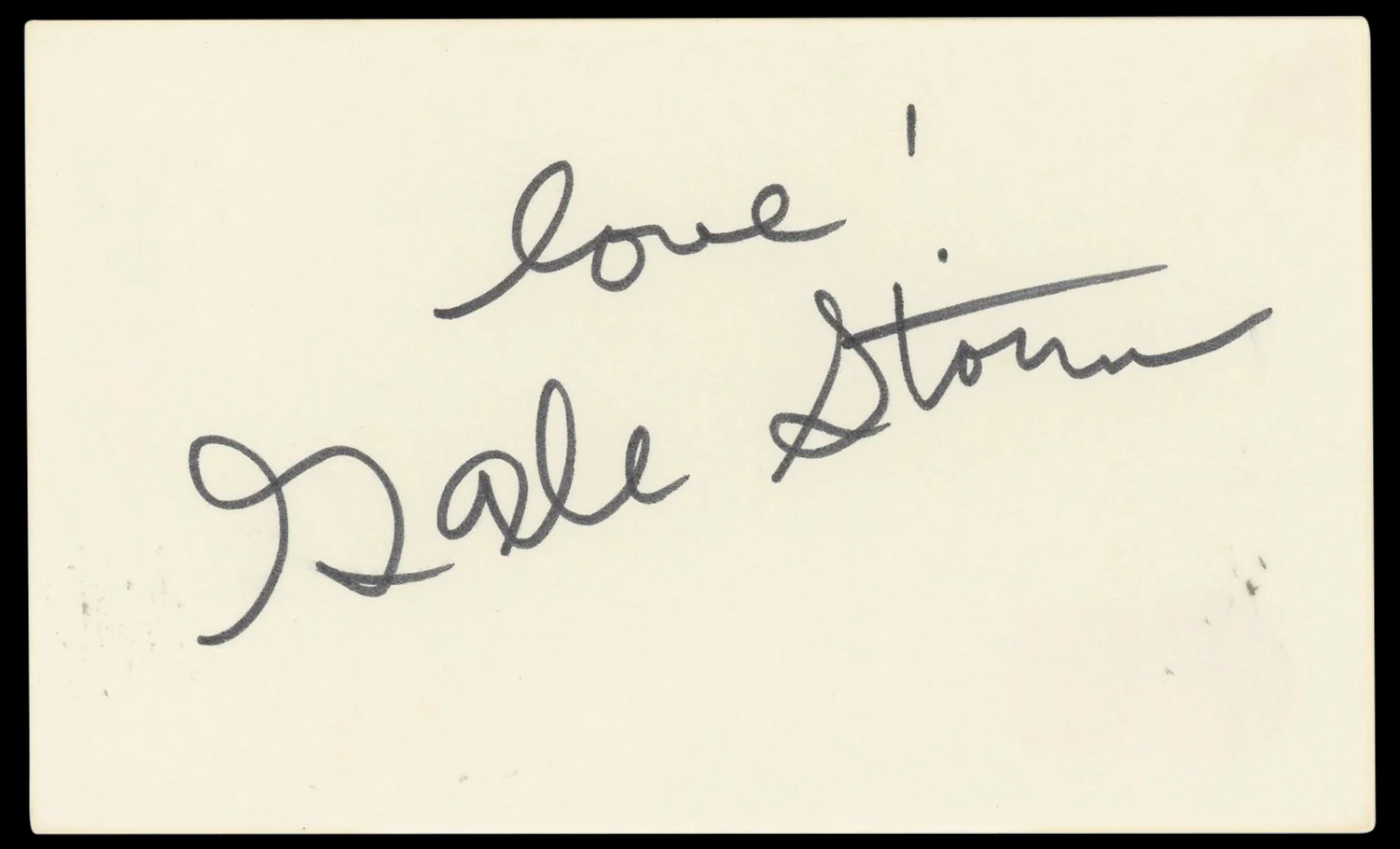 Gale Storm My Little Margie "Love!" Authentic Signed 3x5 Index Card BAS #BN33268