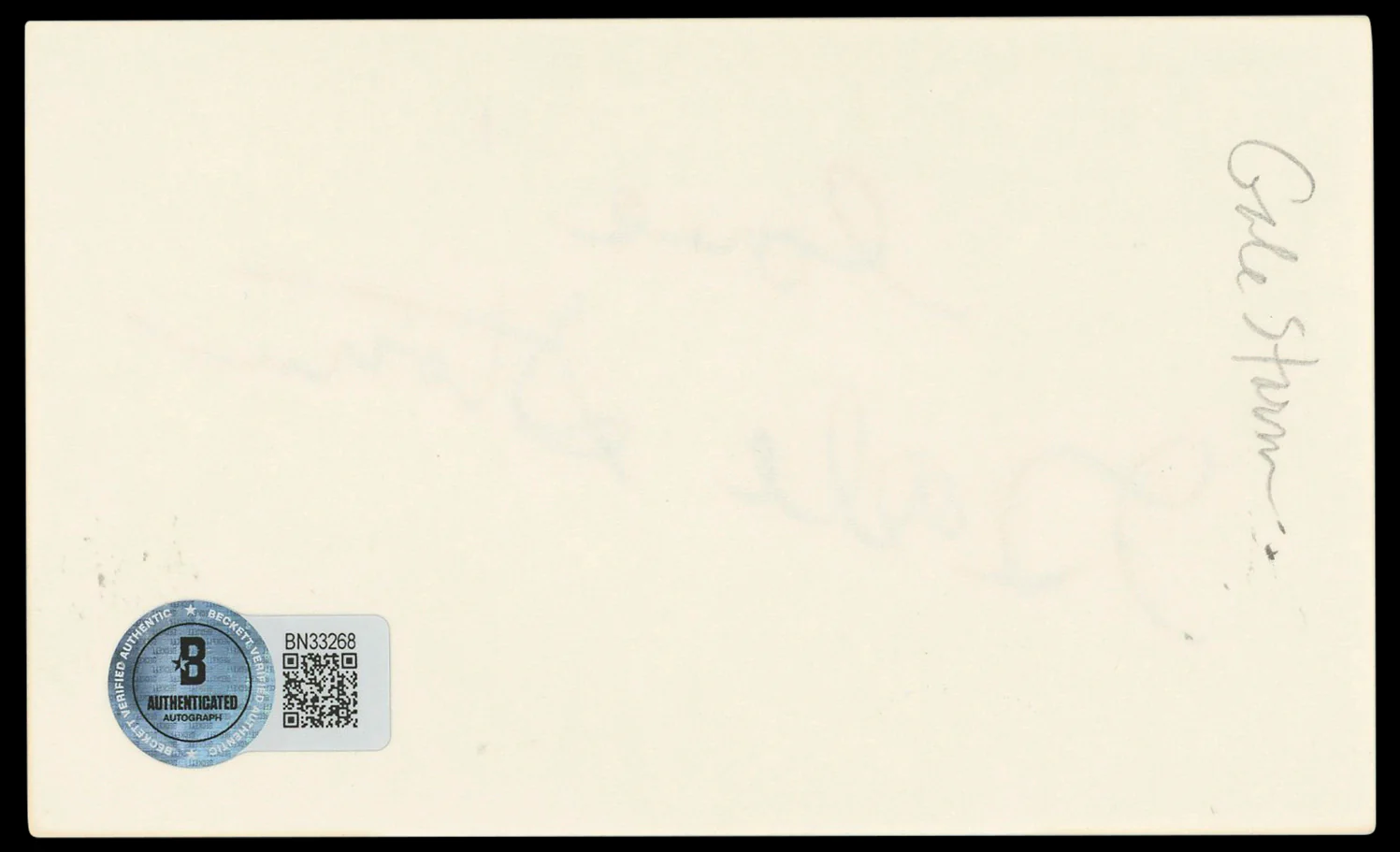Gale Storm My Little Margie "Love!" Authentic Signed 3x5 Index Card BAS #BN33268 - Image 3