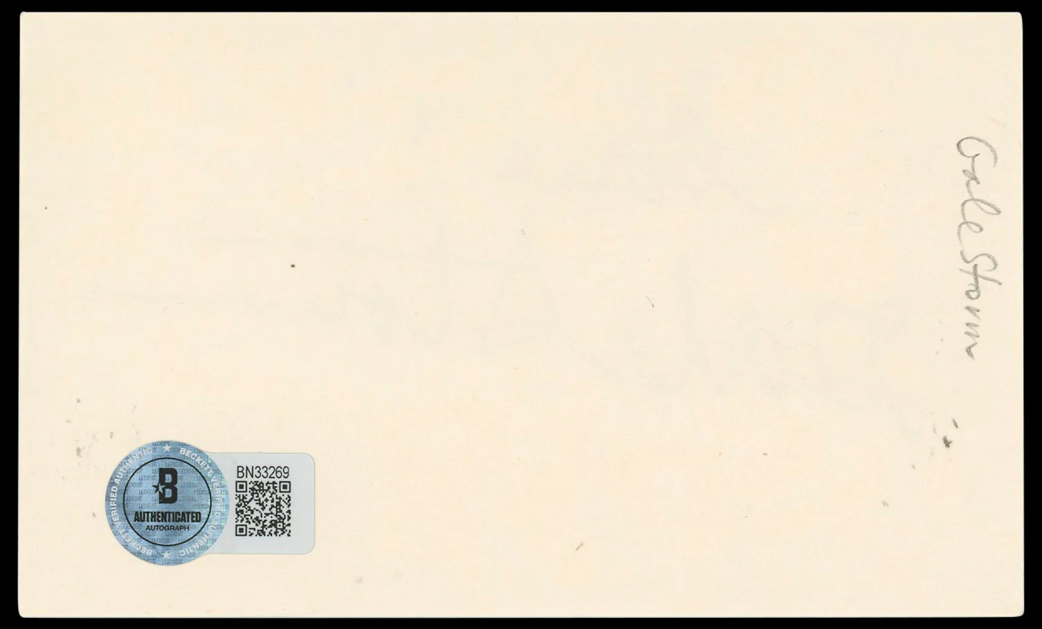 Gale Storm My Little Margie "Love!" Authentic Signed 3x5 Index Card BAS #BN33269 - Image 3