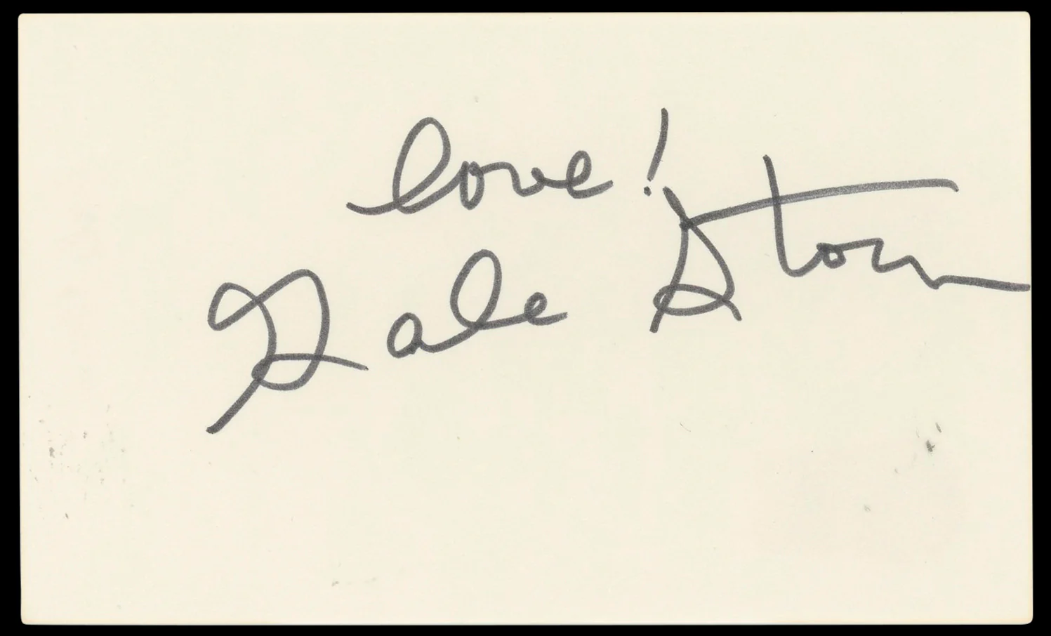 Gale Storm My Little Margie "Love!" Authentic Signed 3x5 Index Card BAS #BN33270