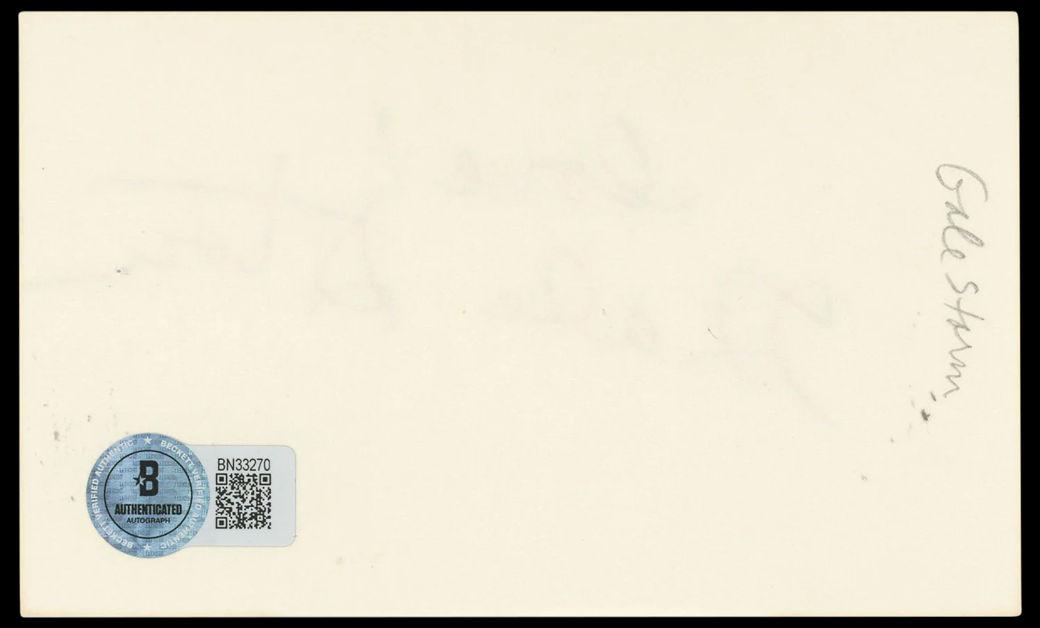 Gale Storm My Little Margie "Love!" Authentic Signed 3x5 Index Card BAS #BN33270 - Image 3