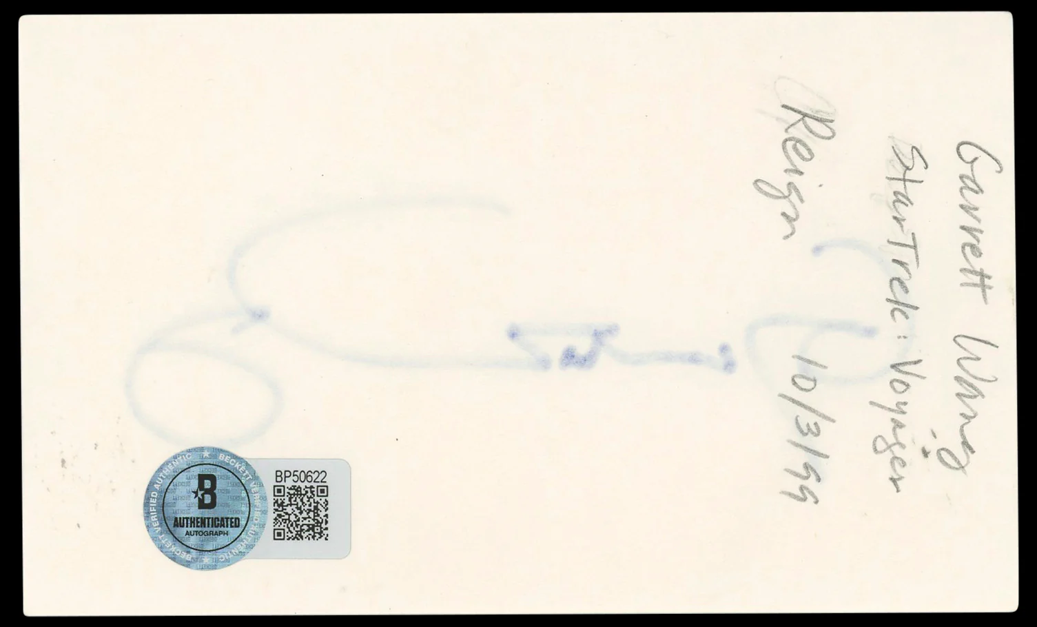 Garrett Wang Star Trek: Voyager Authentic Signed 3x5 Index Card BAS #BP50622 - Image 3