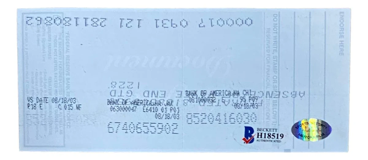Gary Carter Montreal Expos Signed Bank Check #10047 BAS - Image 2