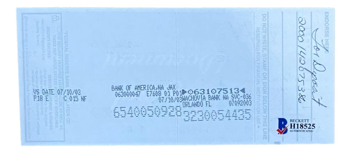 Gary Carter Montreal Expos Signed Bank Check #9987 BAS - Image 2