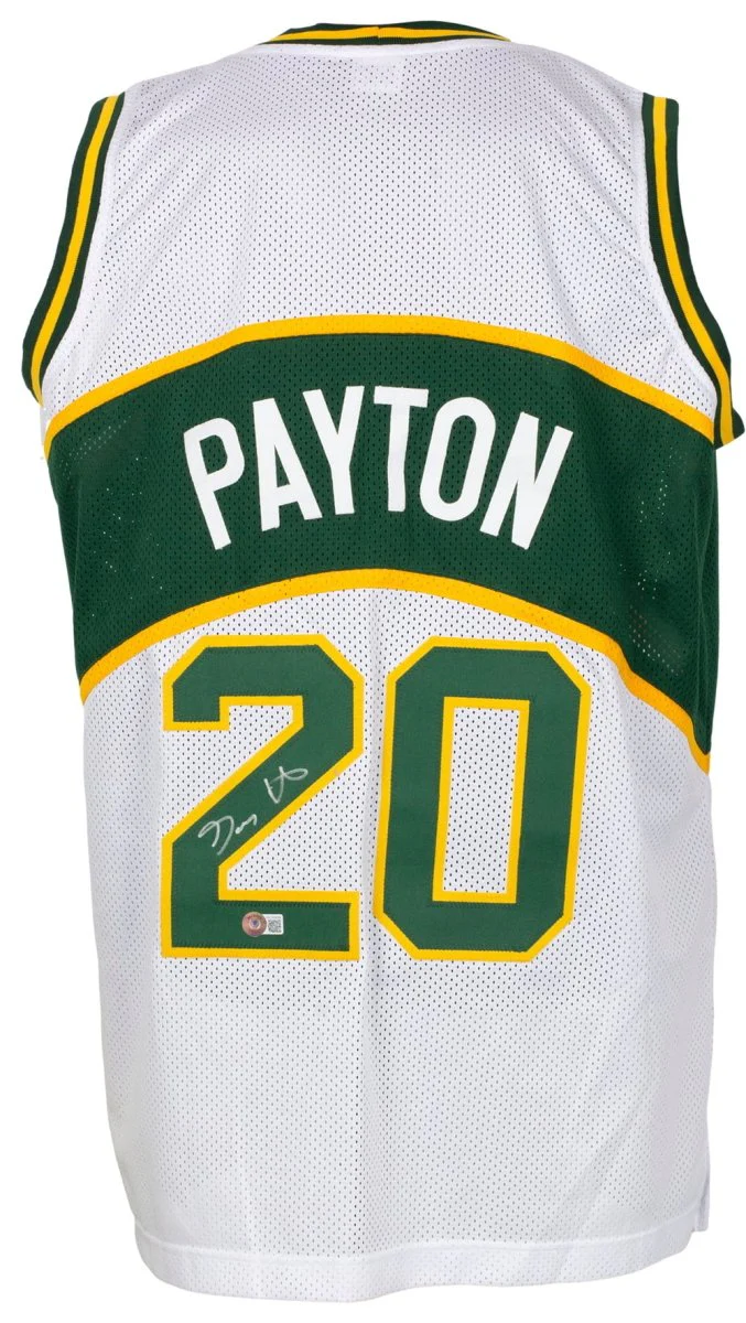 Gary Payton Seattle Signed White Basketball Jersey BAS ITP - Image 6