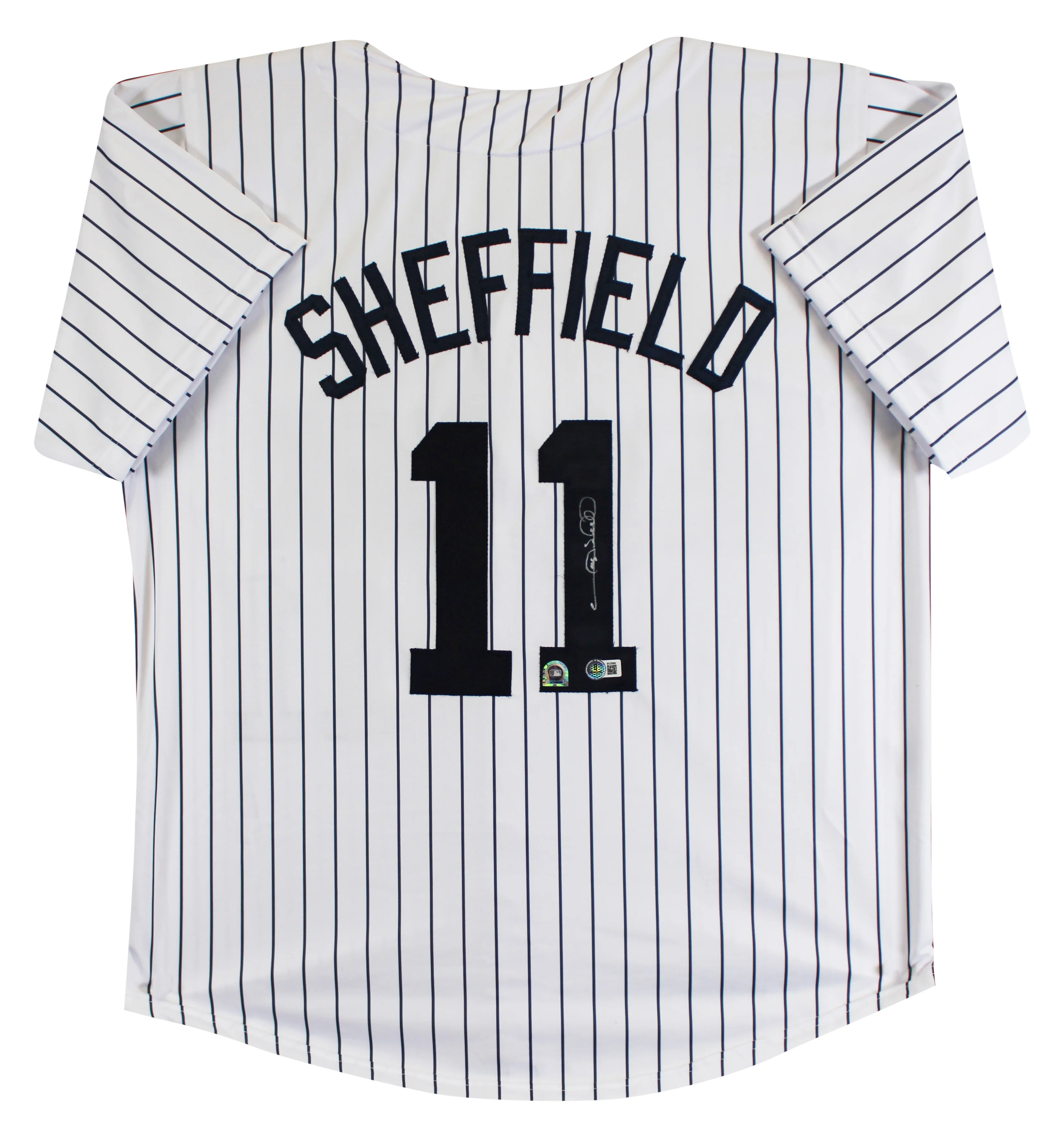 Gary Sheffield Authentic Signed White Pinstripe Pro Style Jersey Autographed BAS - Image 2