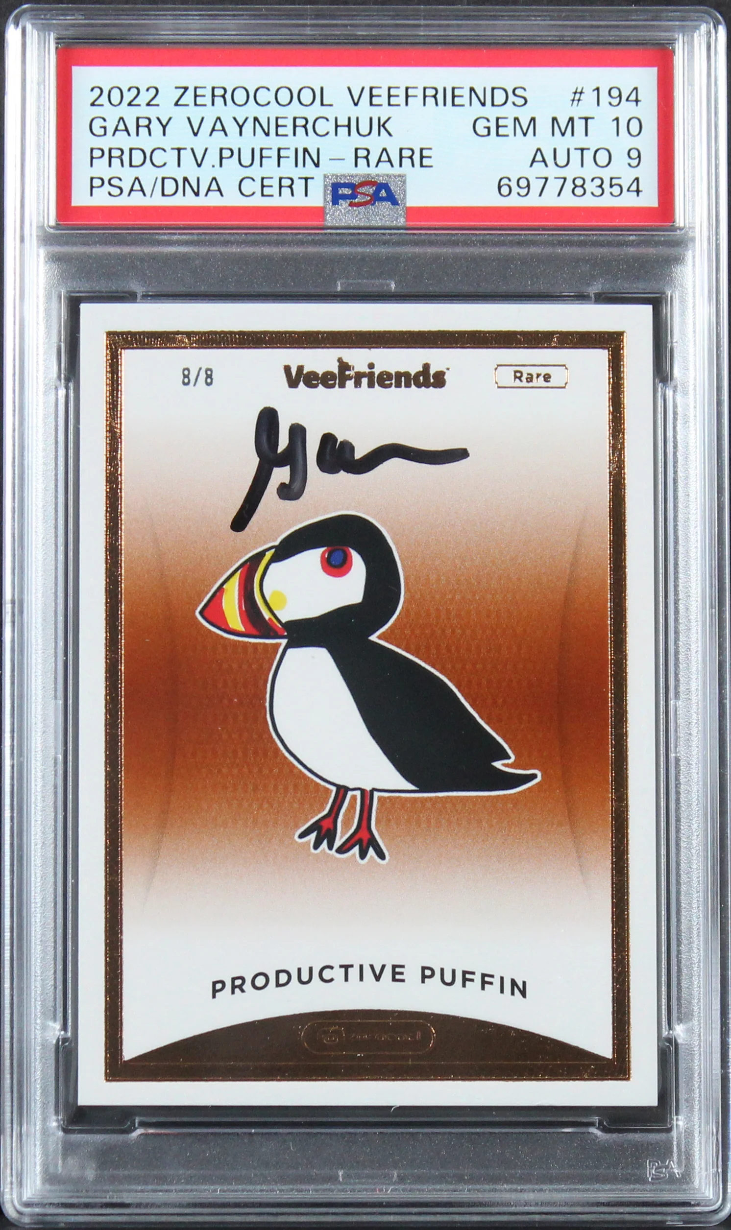 Gary Vaynerchuck Signed 2022 Productive Puffin #194 Card Grade 10/9 PSA Slab - Image 2