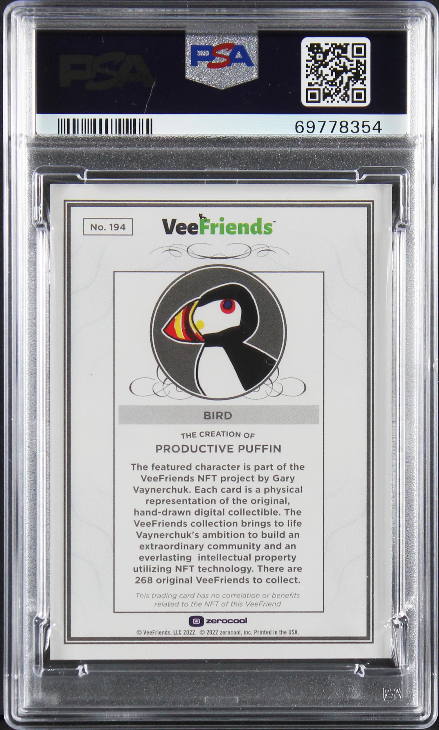 Gary Vaynerchuck Signed 2022 Productive Puffin #194 Card Grade 10/9 PSA Slab - Image 3
