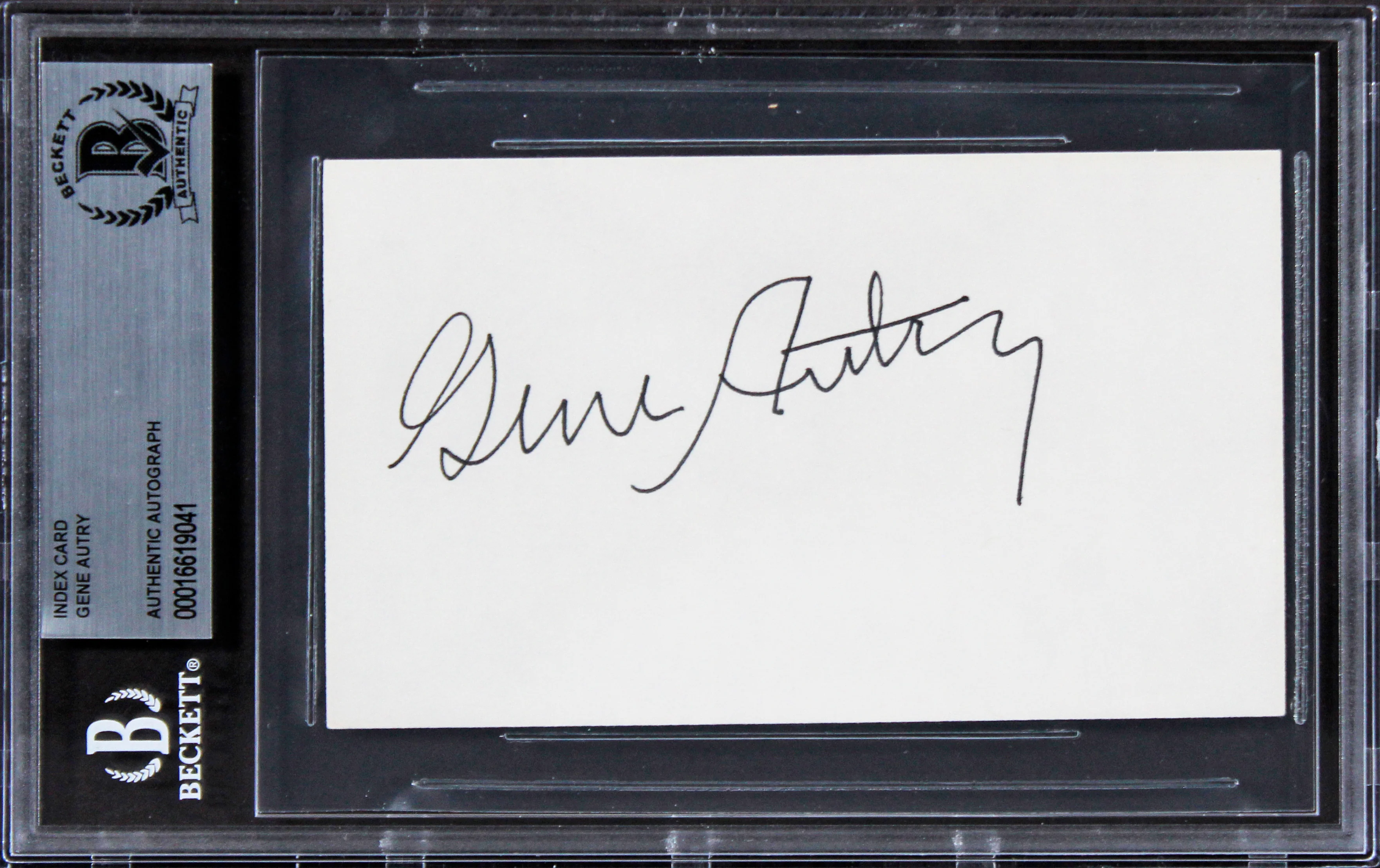Gene Autry The Old Corral Authentic Signed 3x5 Index Card BAS Slabbed