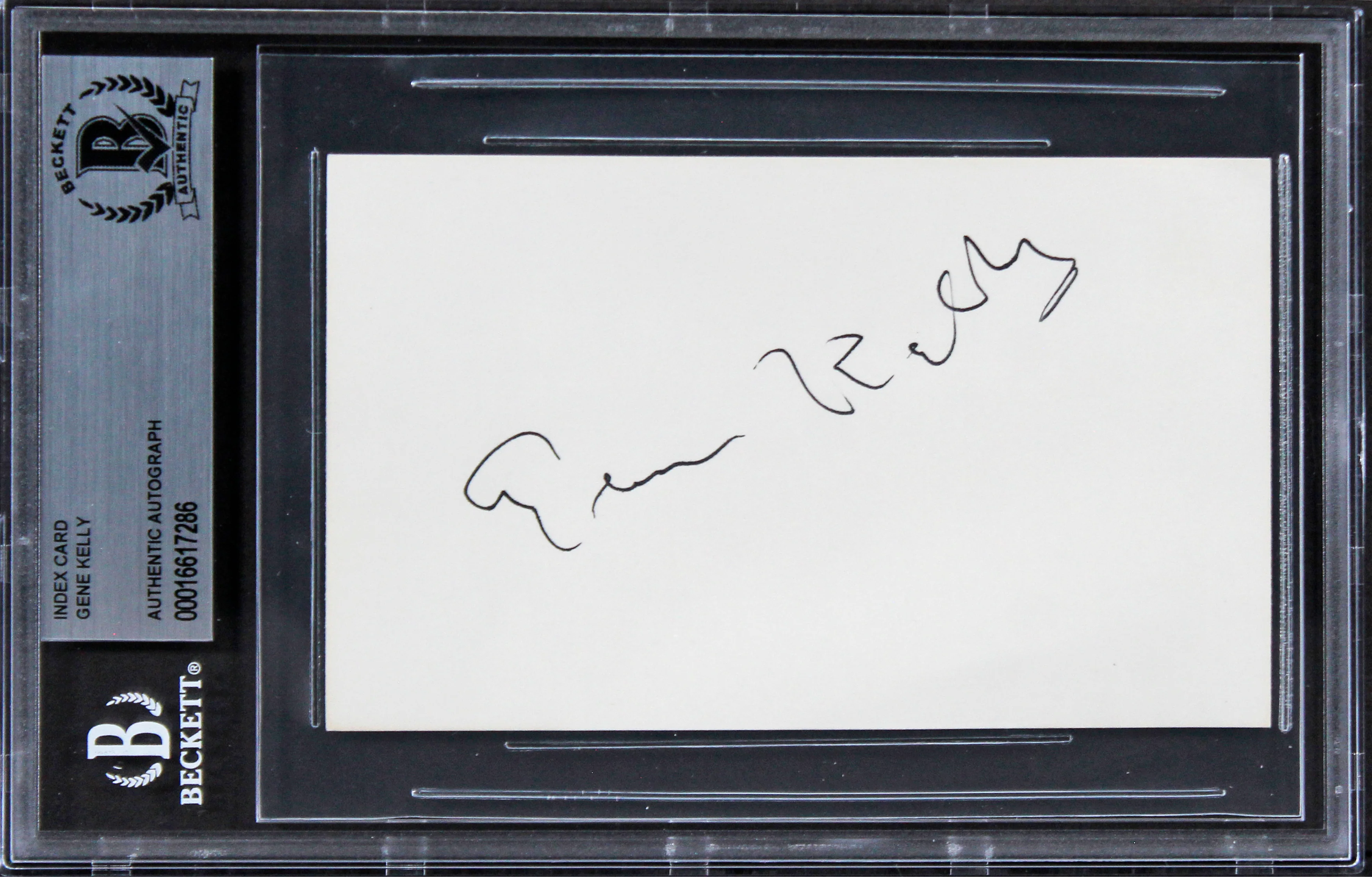 Gene Kelly Singing in the Rain Signed 3x5 Index Card w/ Black Sig BAS Slabbed - Image 2