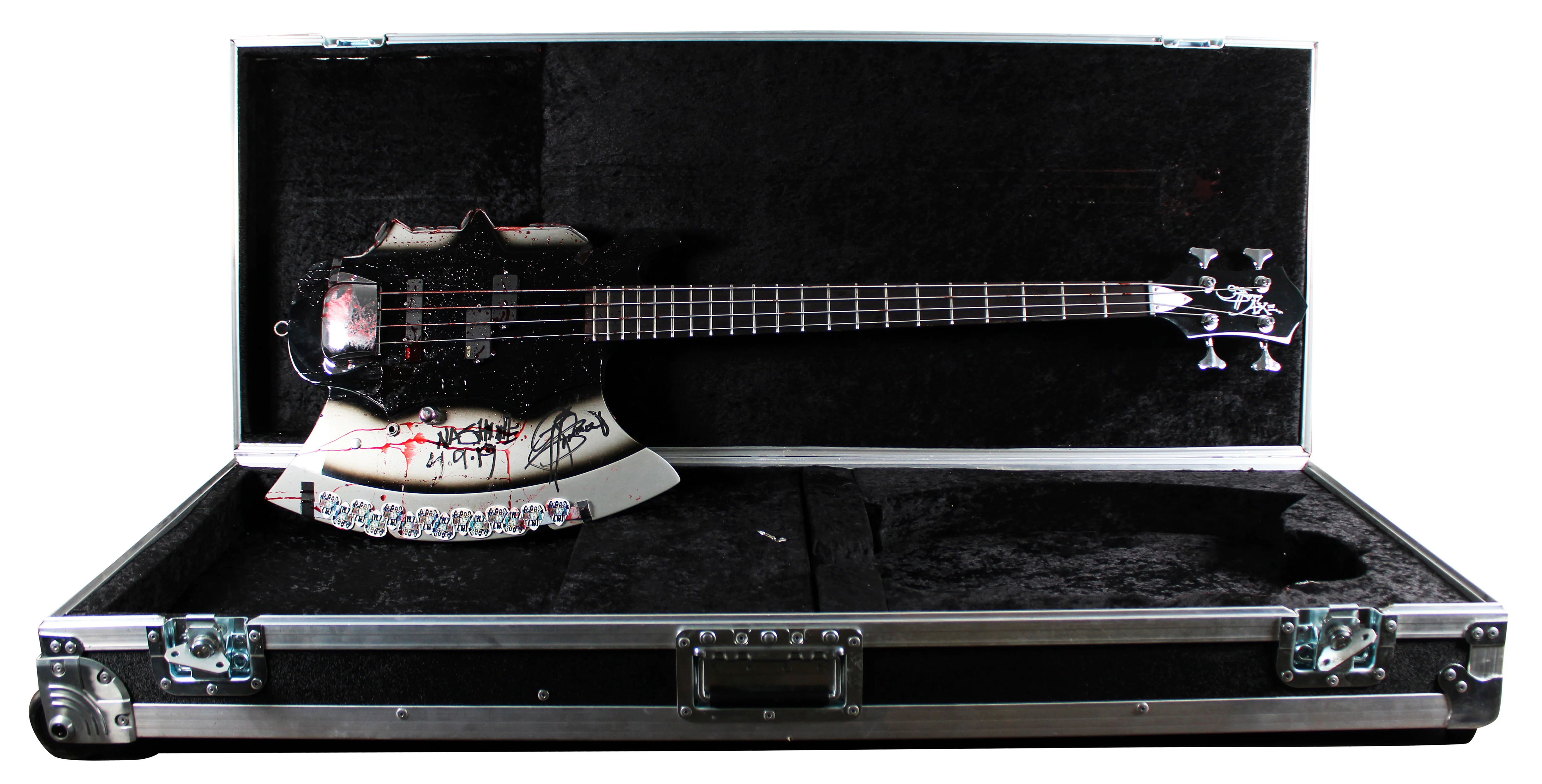 Gene Simmons Authentic Signed & Inscribed Stage Used Axe Guitar & Case BAS LOA - Image 3