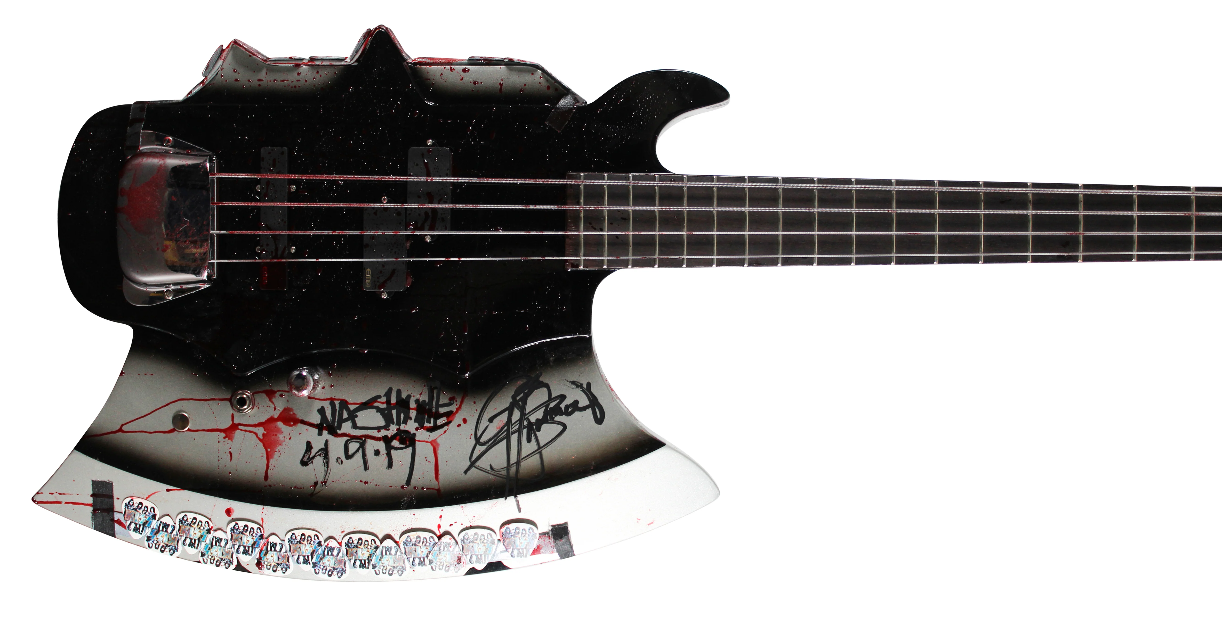 Gene Simmons Authentic Signed & Inscribed Stage Used Axe Guitar & Case BAS LOA - Image 6