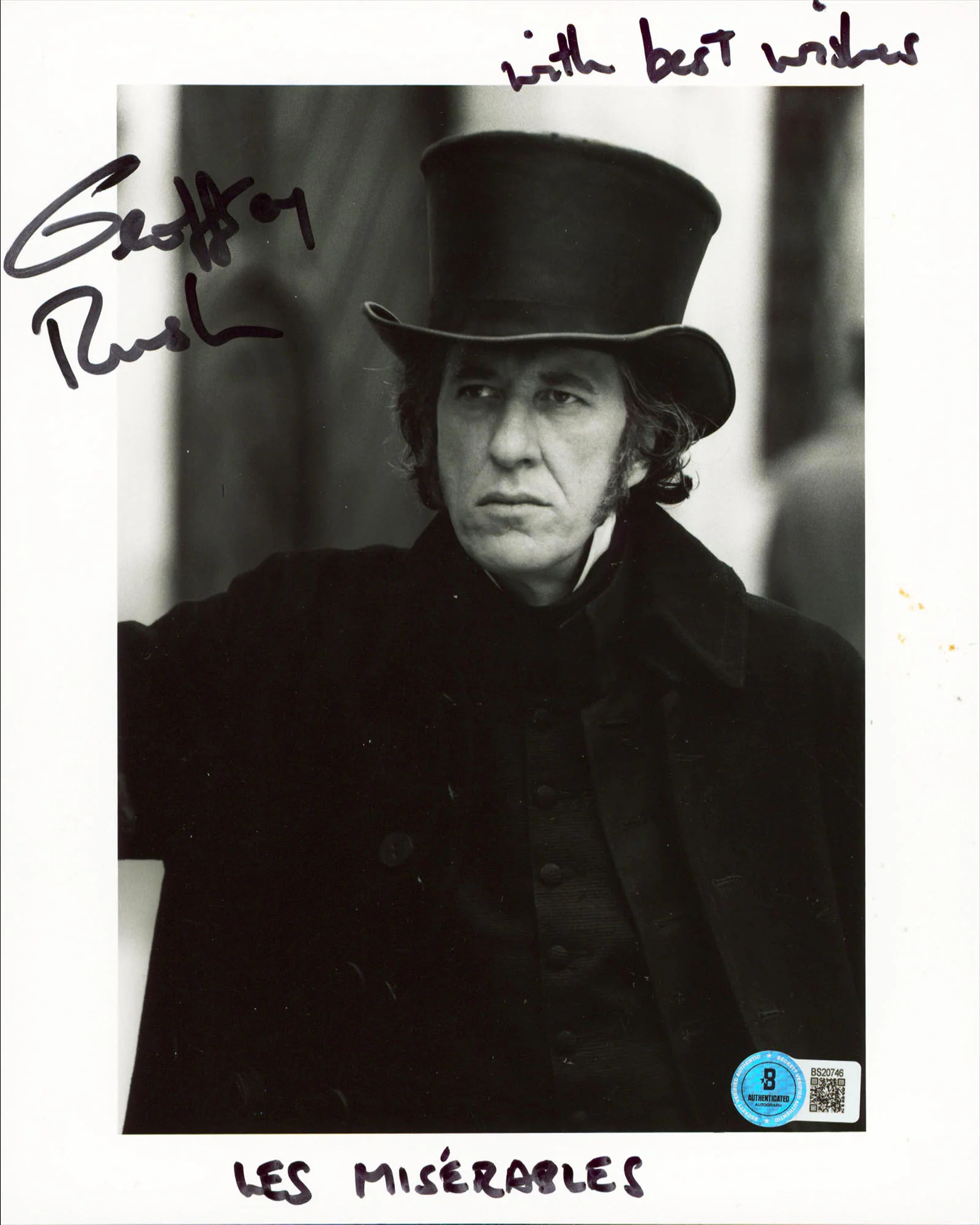 Geoffrey Rush Les Misrables "With Best Wishes" Signed 8x10 Photo BAS #BS20746 - Image 2