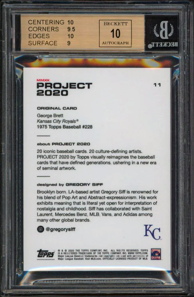 George Brett Signed 2020 Topps Project 2020 #11 Card Grade 9.5, Auto 10 BAS Slab - Image 3