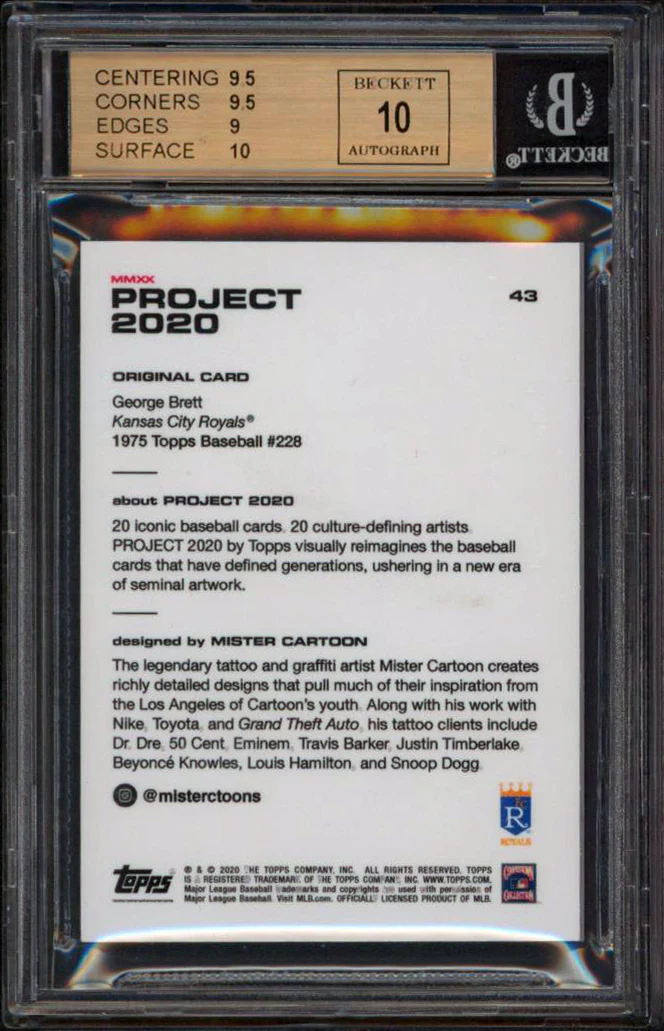 George Brett Signed 2020 Topps Project 2020 #43 Card Grade 9.5, Auto 10 BAS Slab - Image 3