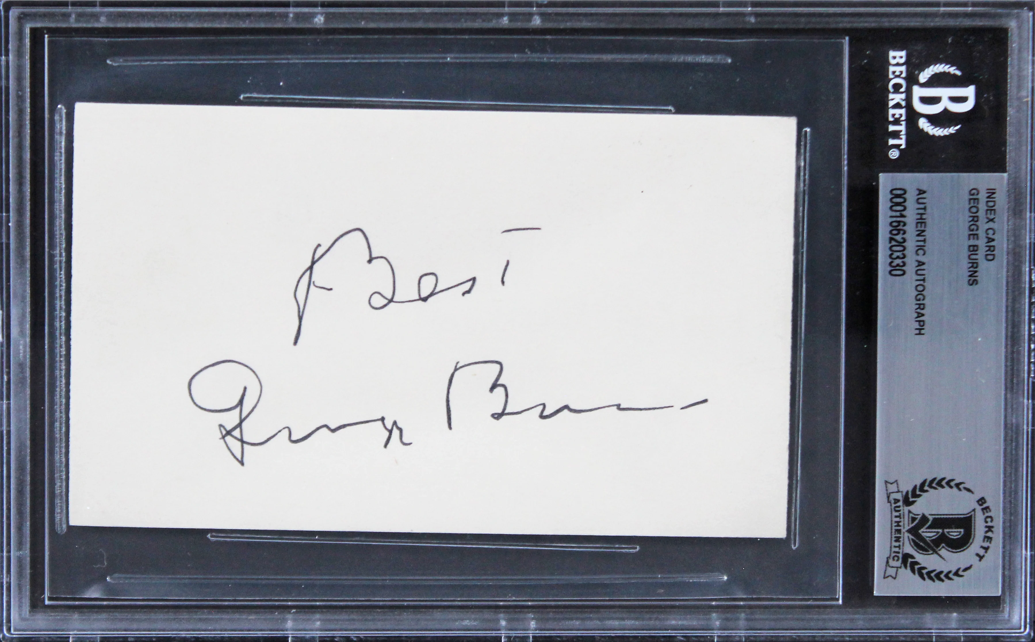 George Burns Oh God! "Best" Authentic Signed 3x5 Index Card BAS Slabbed 1 - Image 2