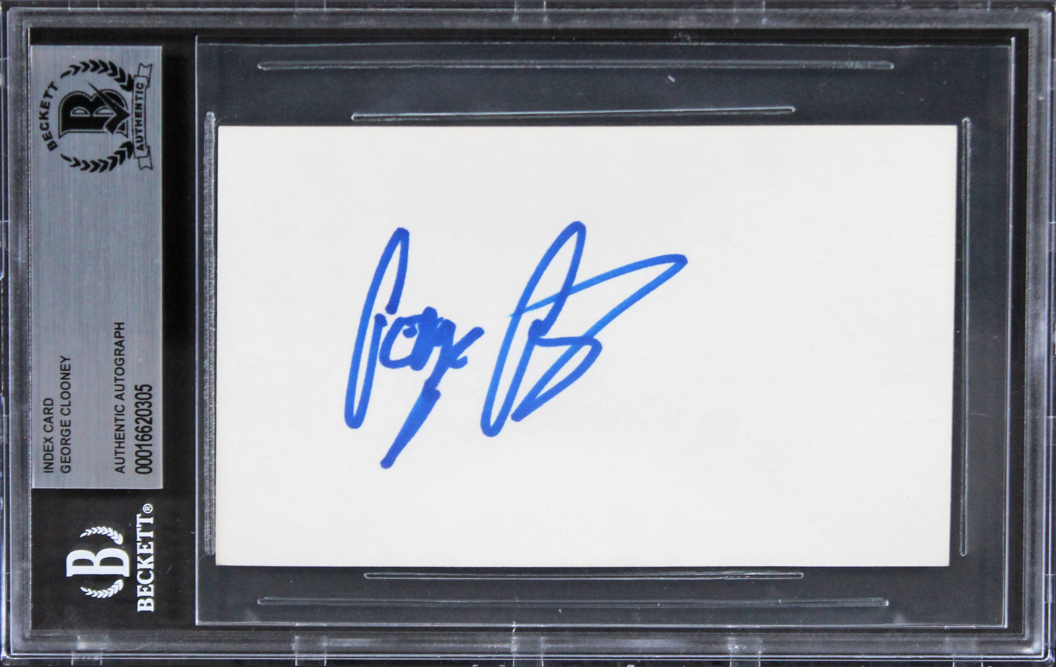 George Clooney From Dusk Till Dawn Authentic Signed 3x5 Index Card BAS Slabbed - Image 2