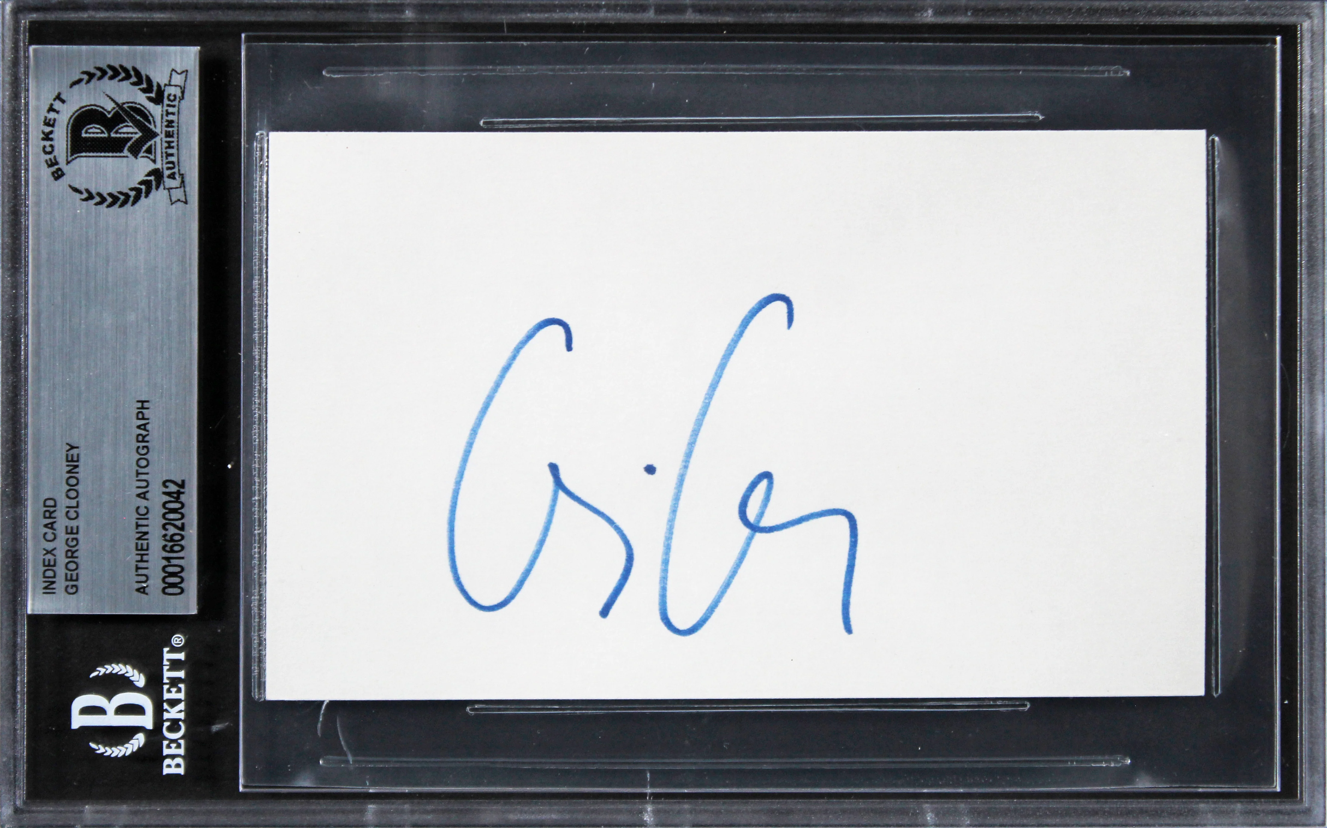 George Clooney Ocean's 11 Authentic Signed 3x5 Index Card BAS Slabbed 2 - Image 2