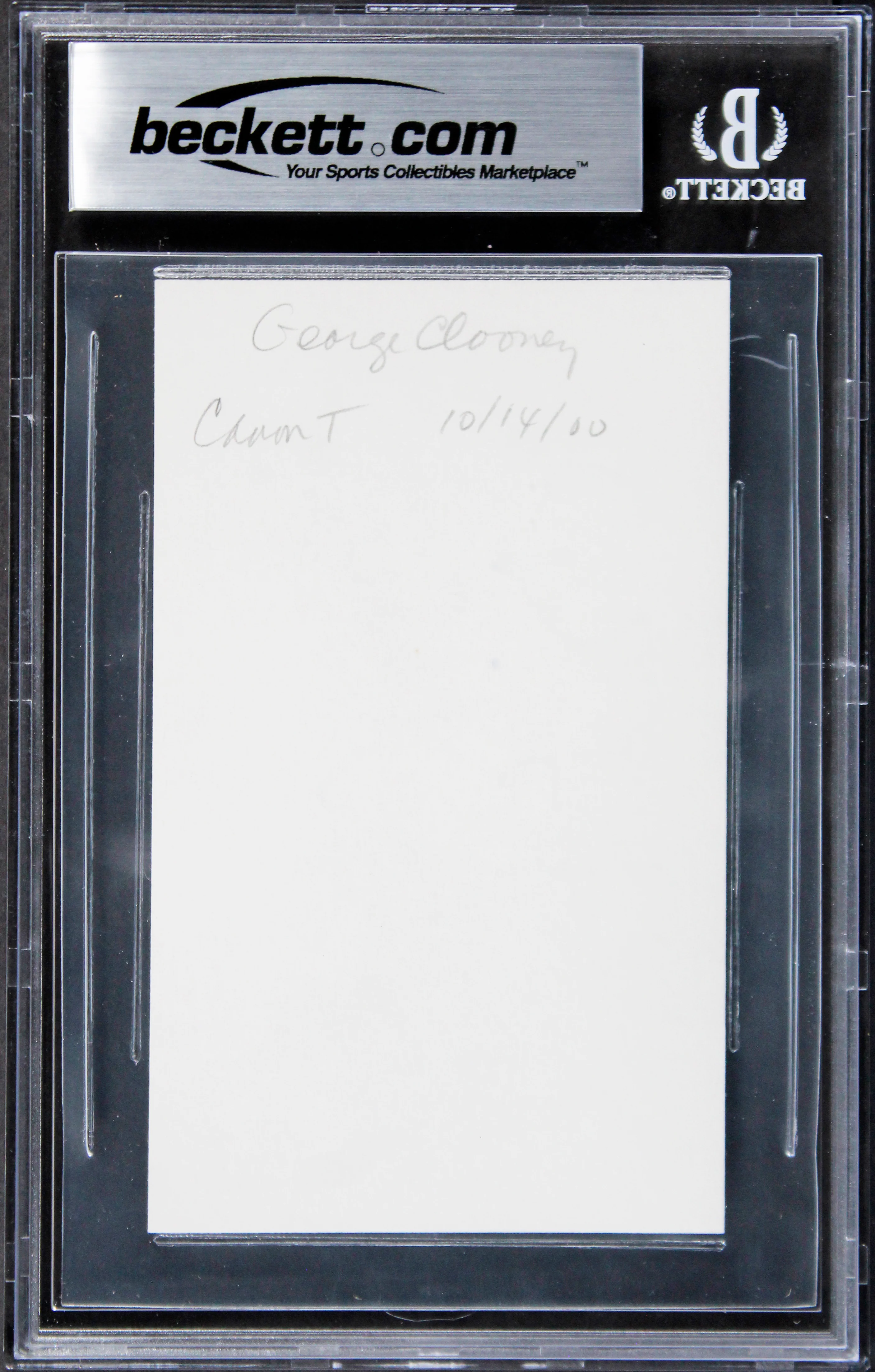 George Clooney Ocean's 11 Authentic Signed 3x5 Index Card BAS Slabbed 2 - Image 3