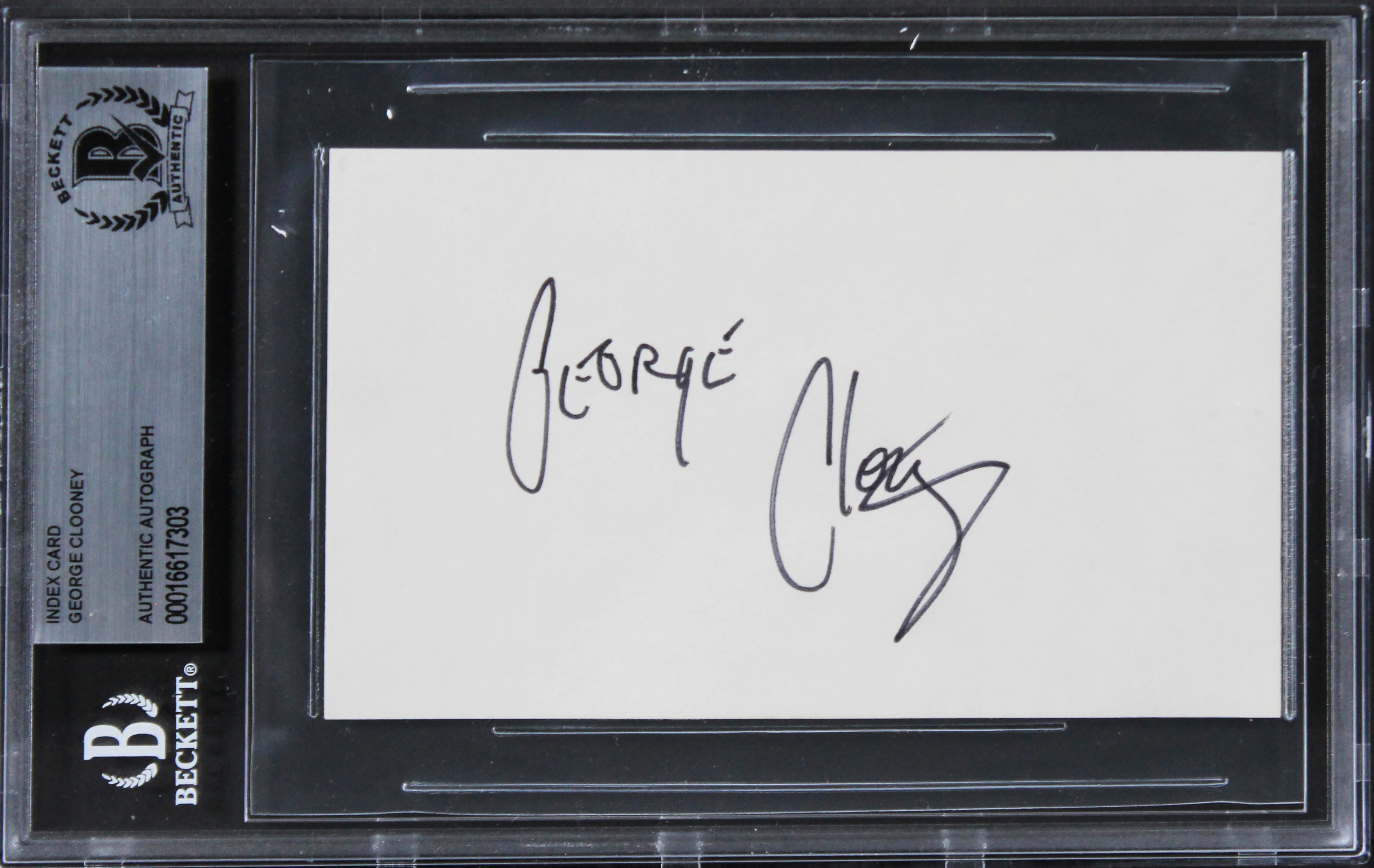 George Clooney Ocean's 11 Authentic Signed 3x5 Index Card BAS Slabbed - Image 2
