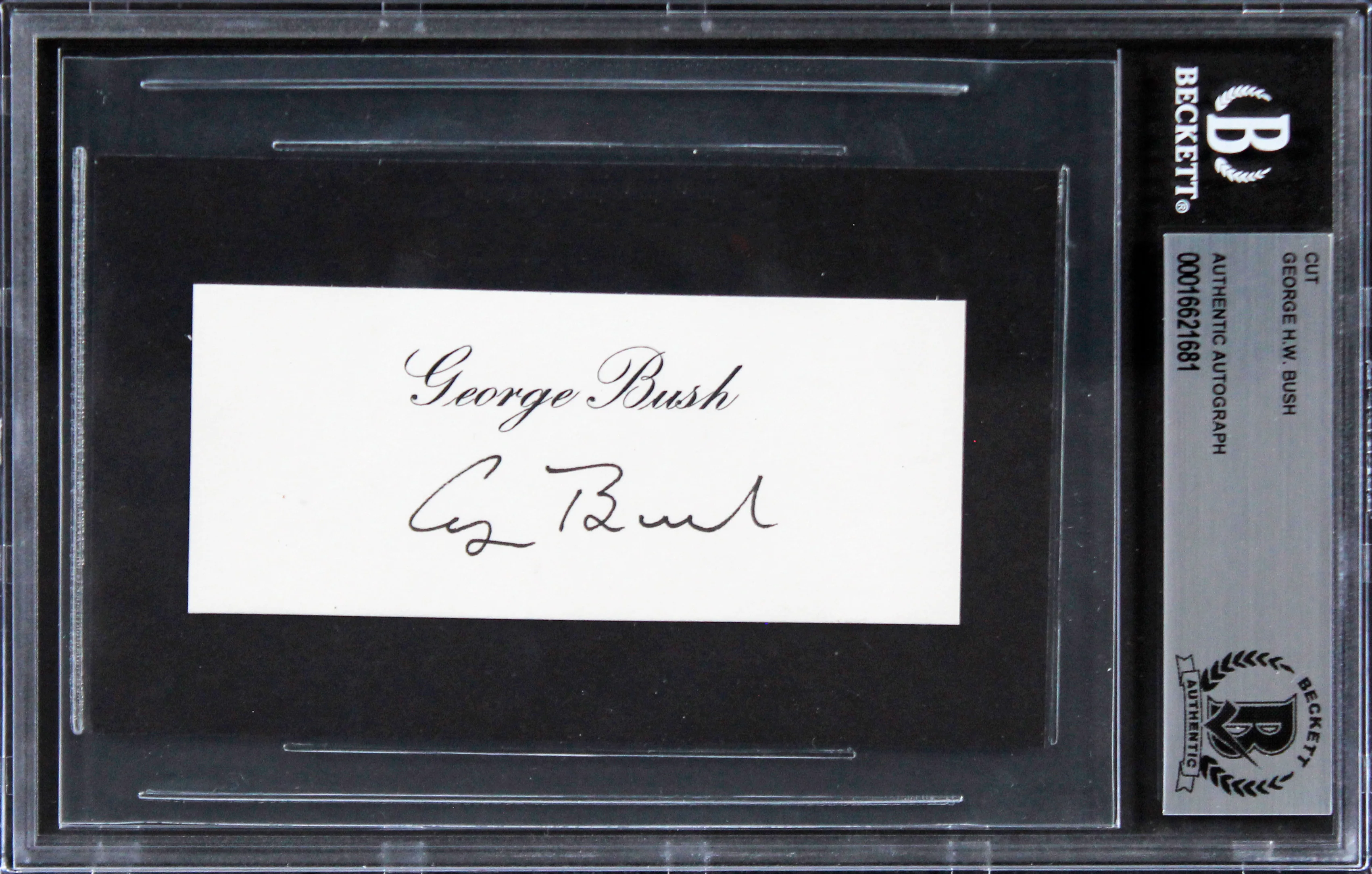 George H.W. Bush Authentic Signed 1.75x4 Cut Signature Autographed BAS Slabbed - Image 2