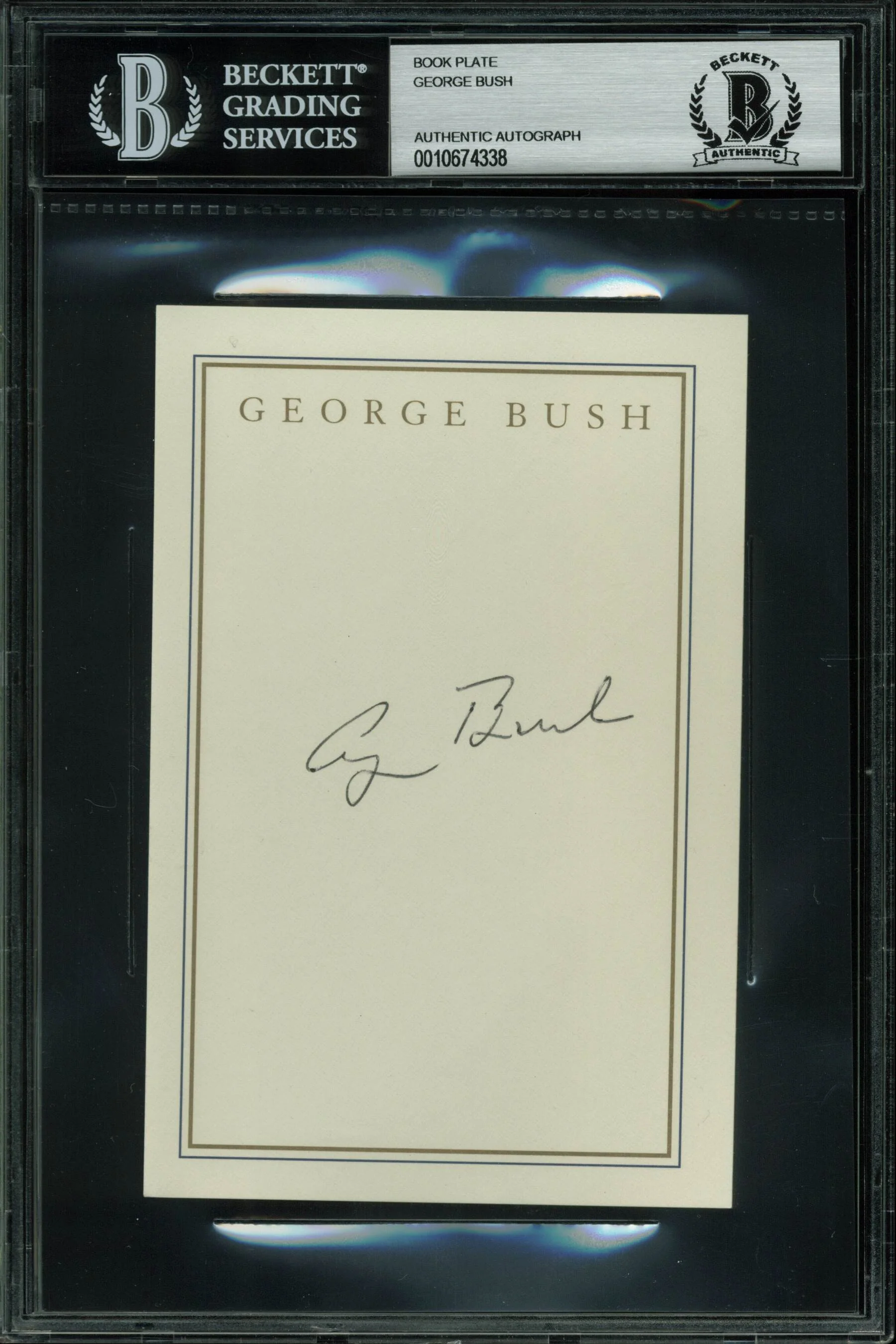 George H.W. Bush Authentic Signed 4x6 Book Plate Autographed BAS Slabbed - Image 2