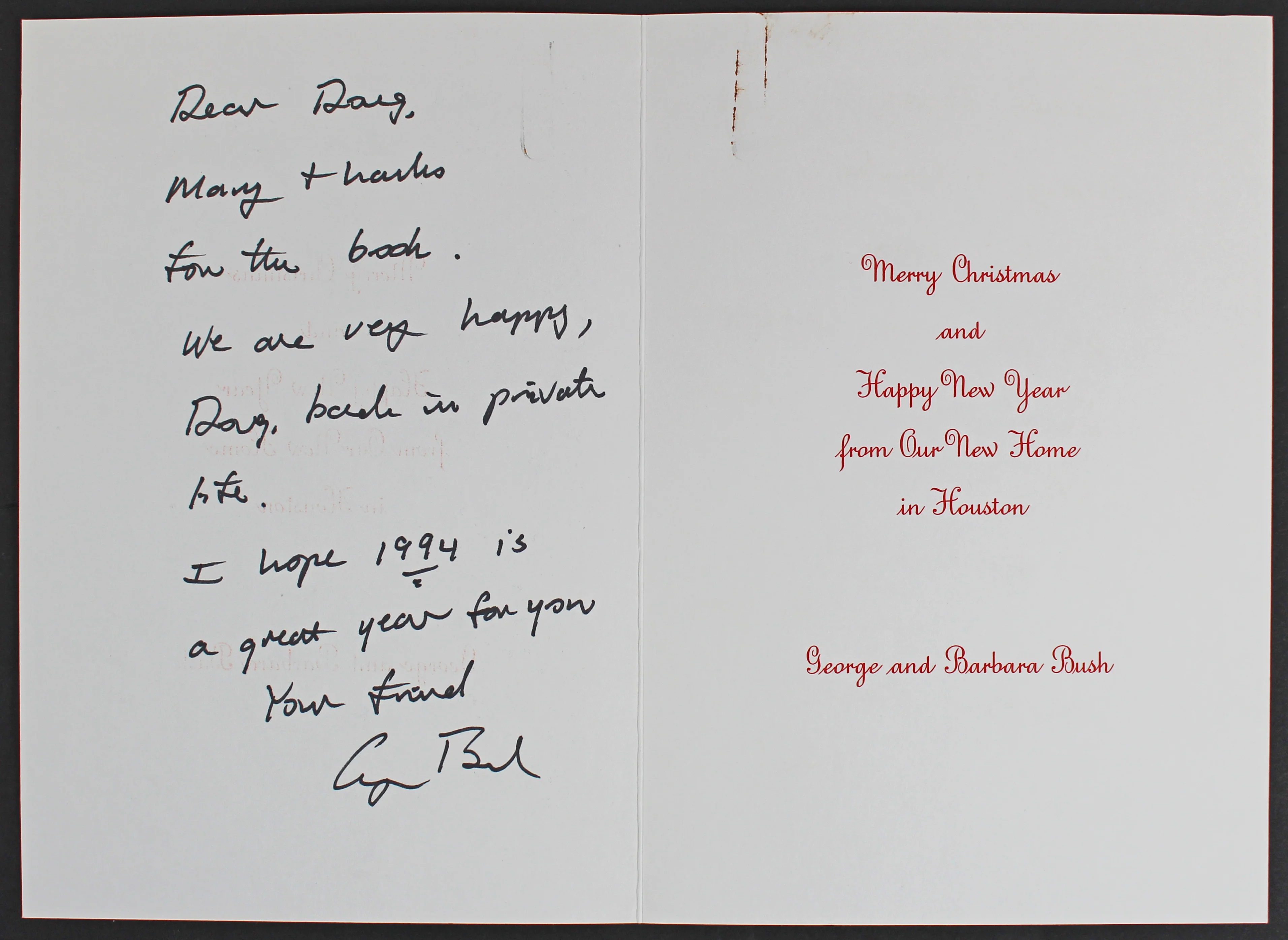 George H.W. Bush Authentic Signed Holiday Greeting Card Autographed BAS #A57636 - Image 3